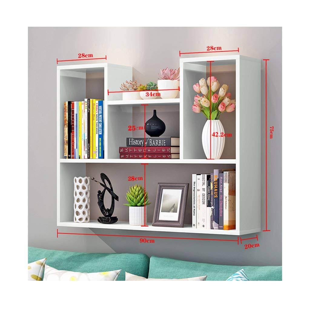 Wall Mounted Bookshelf - 60x90cm Floating Shelf for Living Room, Bedroom, Office - Durable & Decorative Storage Solution - Warm White Finish - Perfect for Books, Decor & Organizing Small Spaces