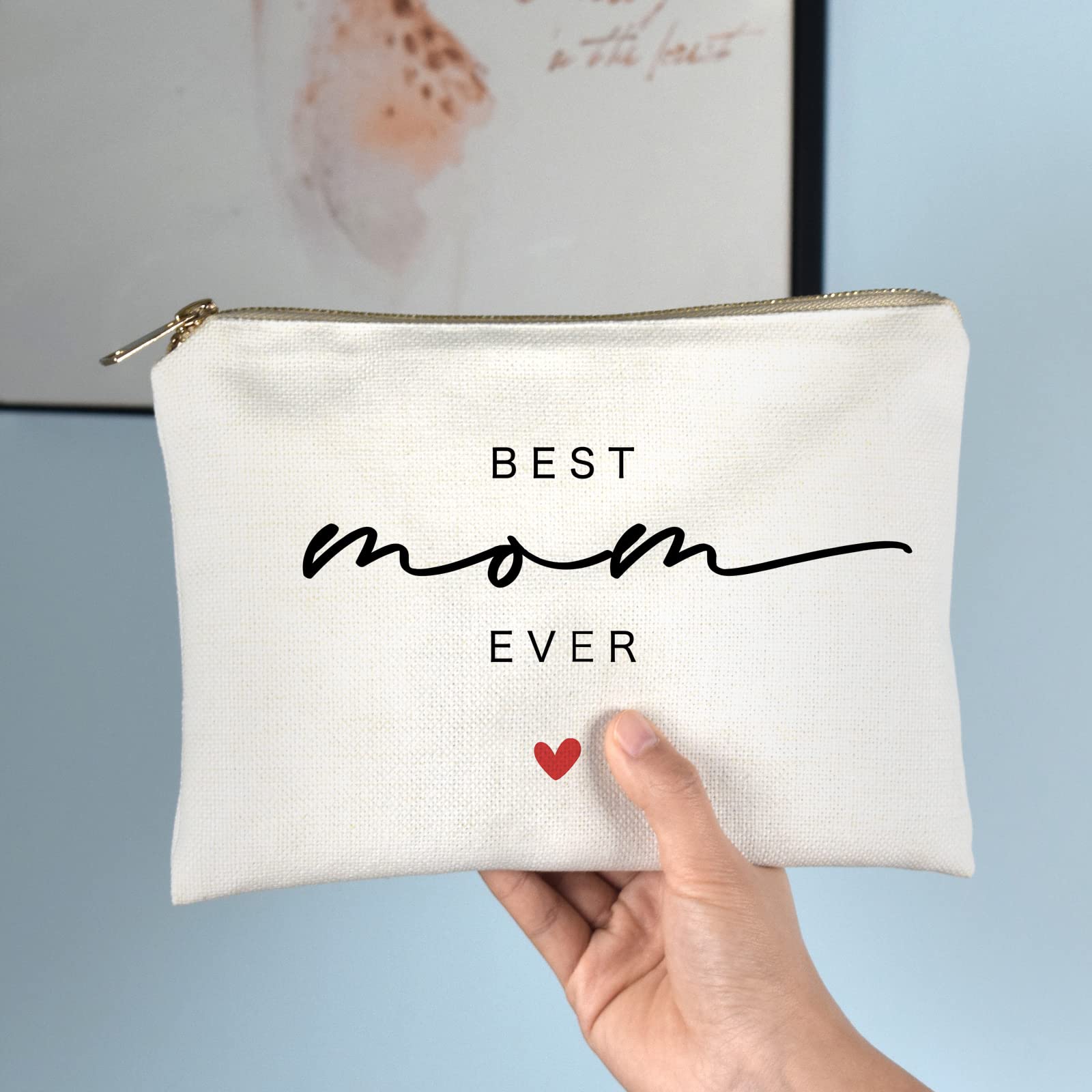 Best Mom Ever Makeup Bag - Floral Cosmetic Travel Pouch for Women | Perfect Mother's Day, Birthday Gift Idea | Great for Travel, Daily Use & Special Occasions