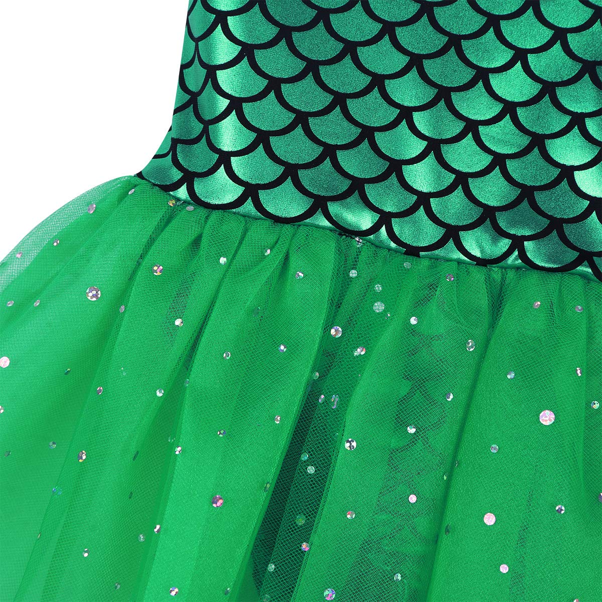 Sparkly Mermaid Scale Tutu Ballet Dress for Girls - Glittering Dance Leotard, Gymnastics & Skating Costume - Perfect for Ballet Recitals, Ice Skating Shows & Dance Competitions