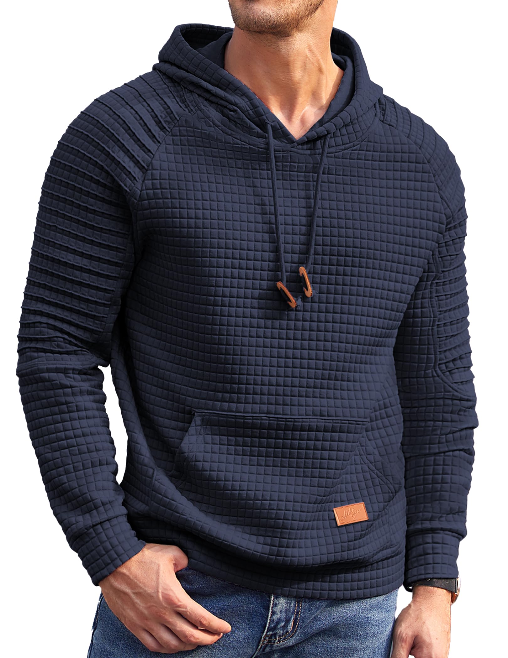COOFANDY Men's Casual Pullover Hoodie - Long Sleeve Waffle Knit Sweatshirt with Kangaroo Pocket & Drawstring Hood | Perfect for Outdoor Activities, Lounge Wear & Street Style Fashion
