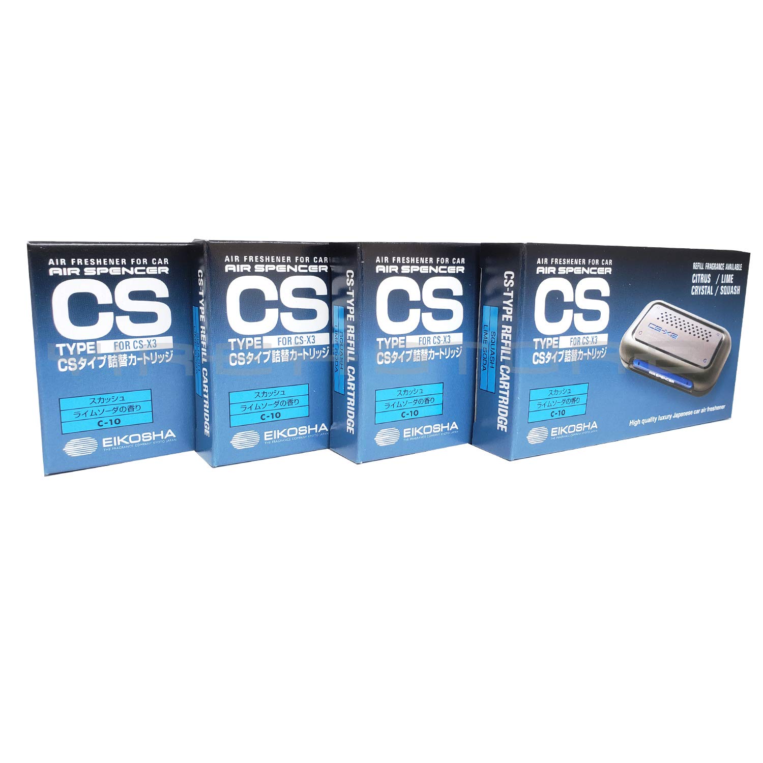 CSX3 Squash Air Spencer Refill Cartridge - 4 Pack Car Air Freshener for Home & Office | Eliminates Odors & Freshens Air in Vehicles, Bathrooms & Small Spaces