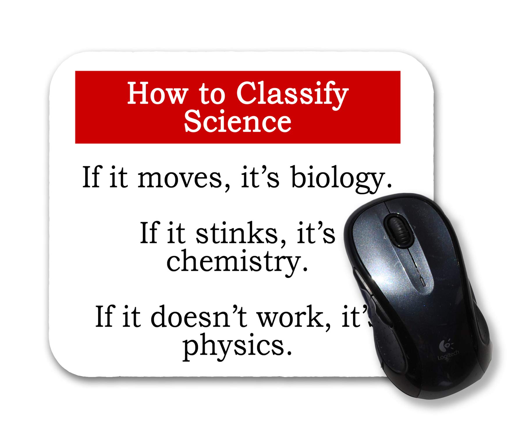 Funny Science Biology Chemistry Physics Themed Computer Mouse Pad - Non-Slip Gaming & Office Desk Accessory for Students, Teachers & Science Lovers