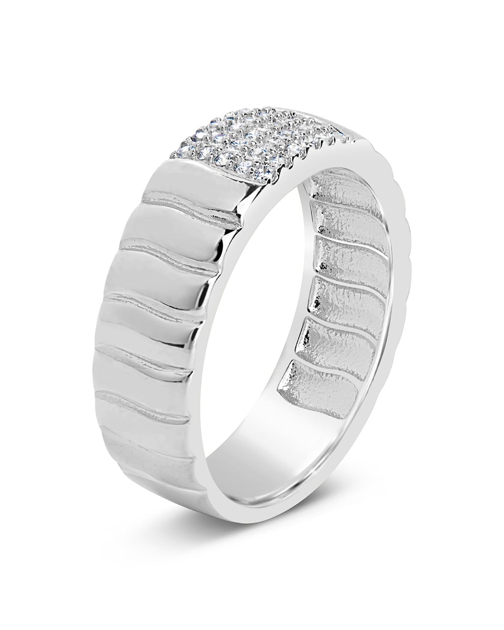 Riley CZ Textured Band Ring for Women - Elegant Cubic Zirconia Stackable Ring for Everyday Wear, Gift Giving & Special Occasions