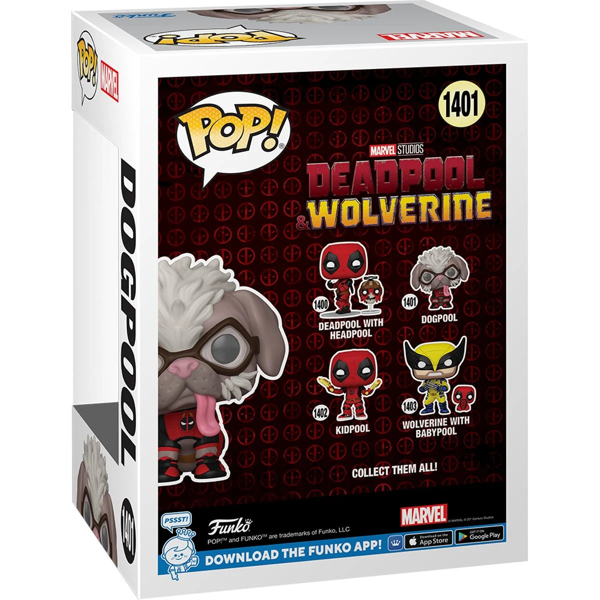Deadpool & Wolverine Dogpool Funko Pop! Vinyl Figure #1401 - Marvel Collectible Action Figure for Fans, Gift for Comic Lovers - Perfect for Display, Office Decor, and Pop Culture Collections