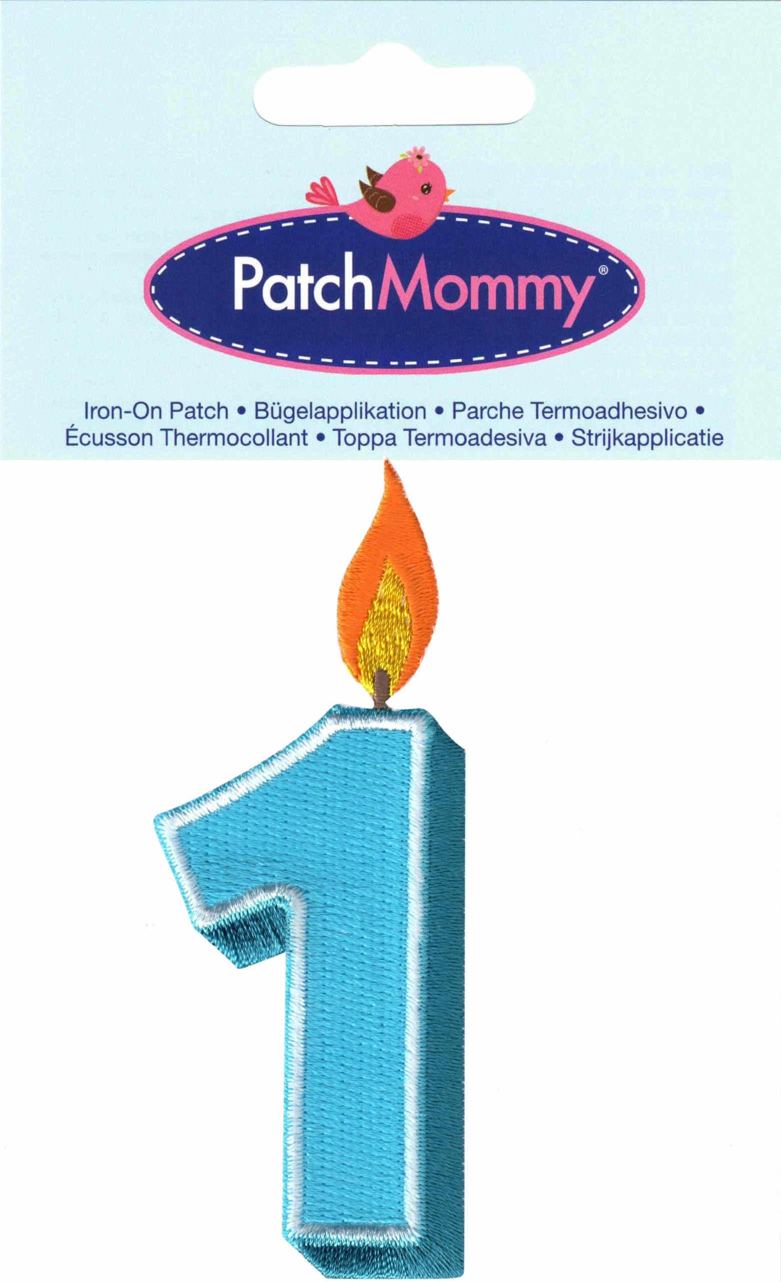Blue Birthday Number 1 Iron On Patch - Sew On Applique for Kids & Baby Clothes - Perfect for 1st Birthday Outfits, DIY Crafts & Personalized Gifts