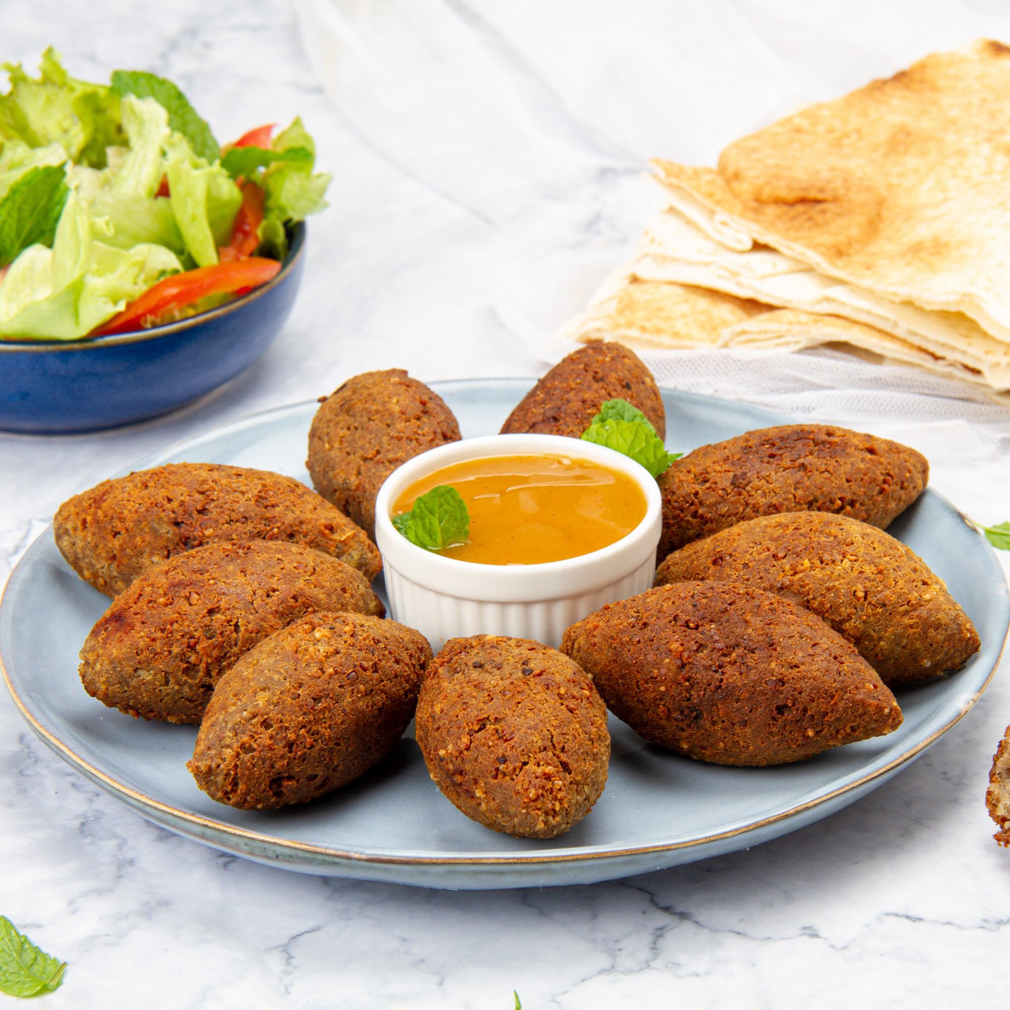 Premium Kibbeh Rolls Maker Mold - 9 Grids Meatball Mold Tool (7cm) for Middle Eastern Cuisine - Perfect for Homemade Kibbeh, Falafel & Meatballs