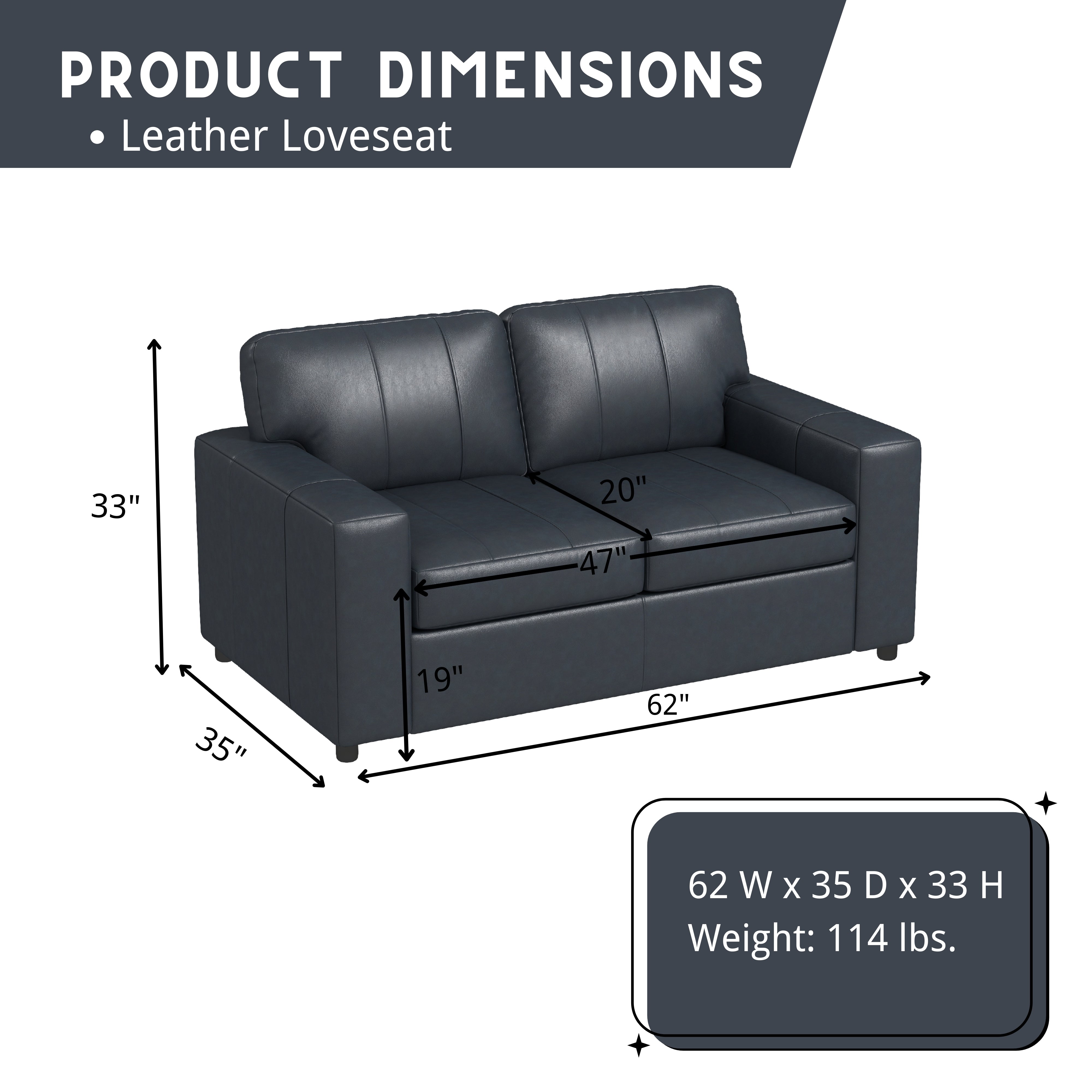 Roundhill Furniture Sakan Genuine Leather Upholstered Loveseat Sofa - Modern Two-Seater for Living Room, Lounge & Office