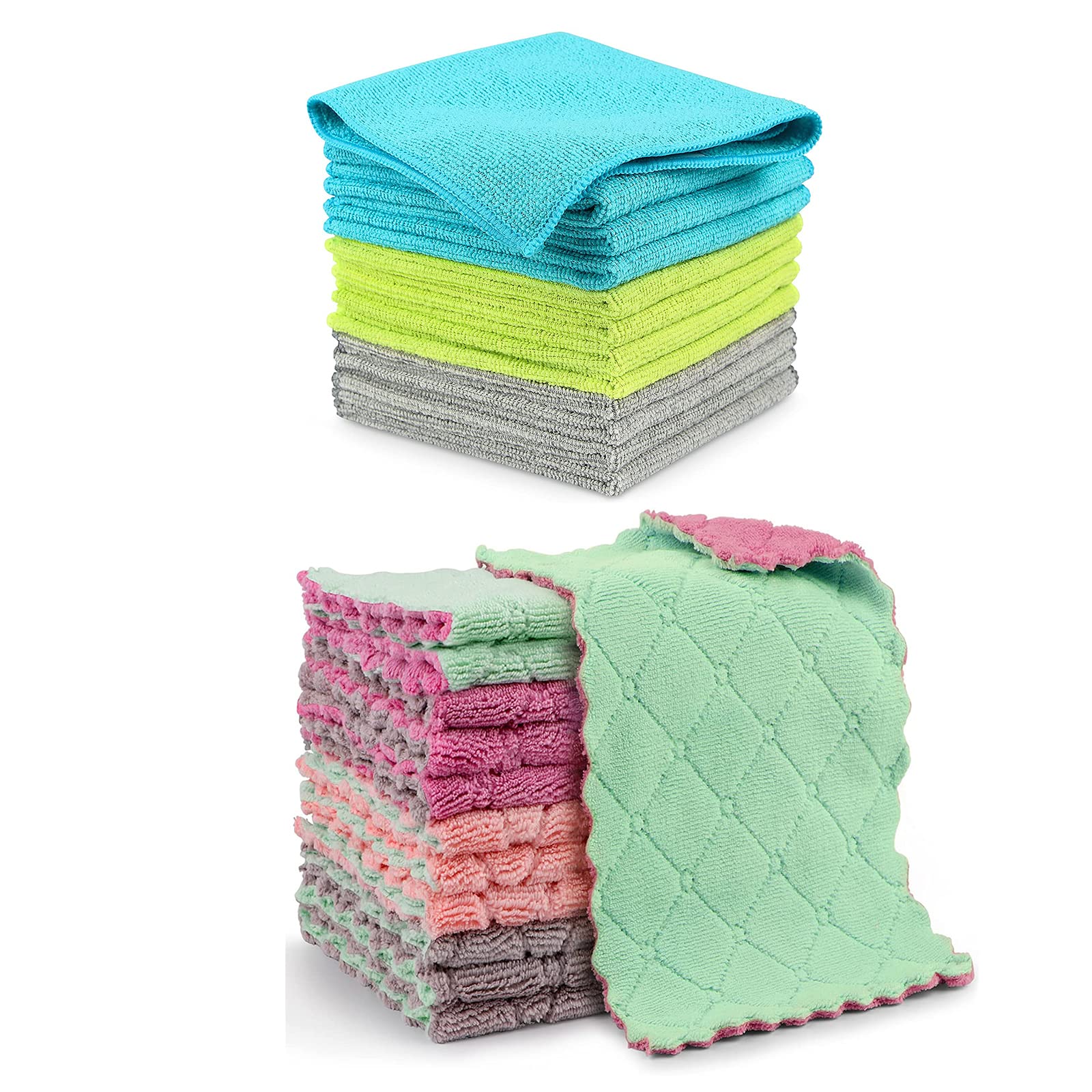 AIDEA Super Absorbent Dish Cloths - 12 Pack, Fast Drying for Kitchen Cleaning