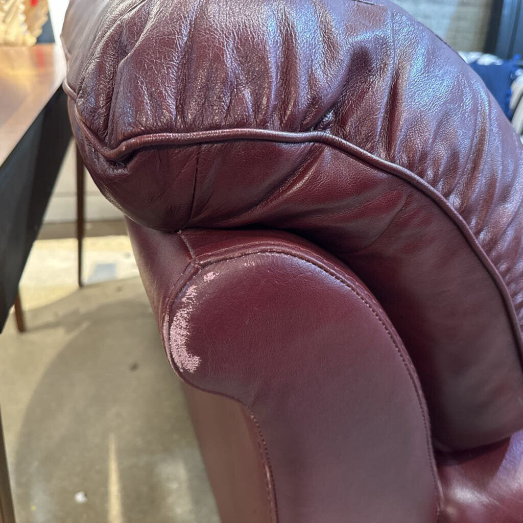 Premium Red Leather Roll Arm 2-Seater Love Seat Sofa 62