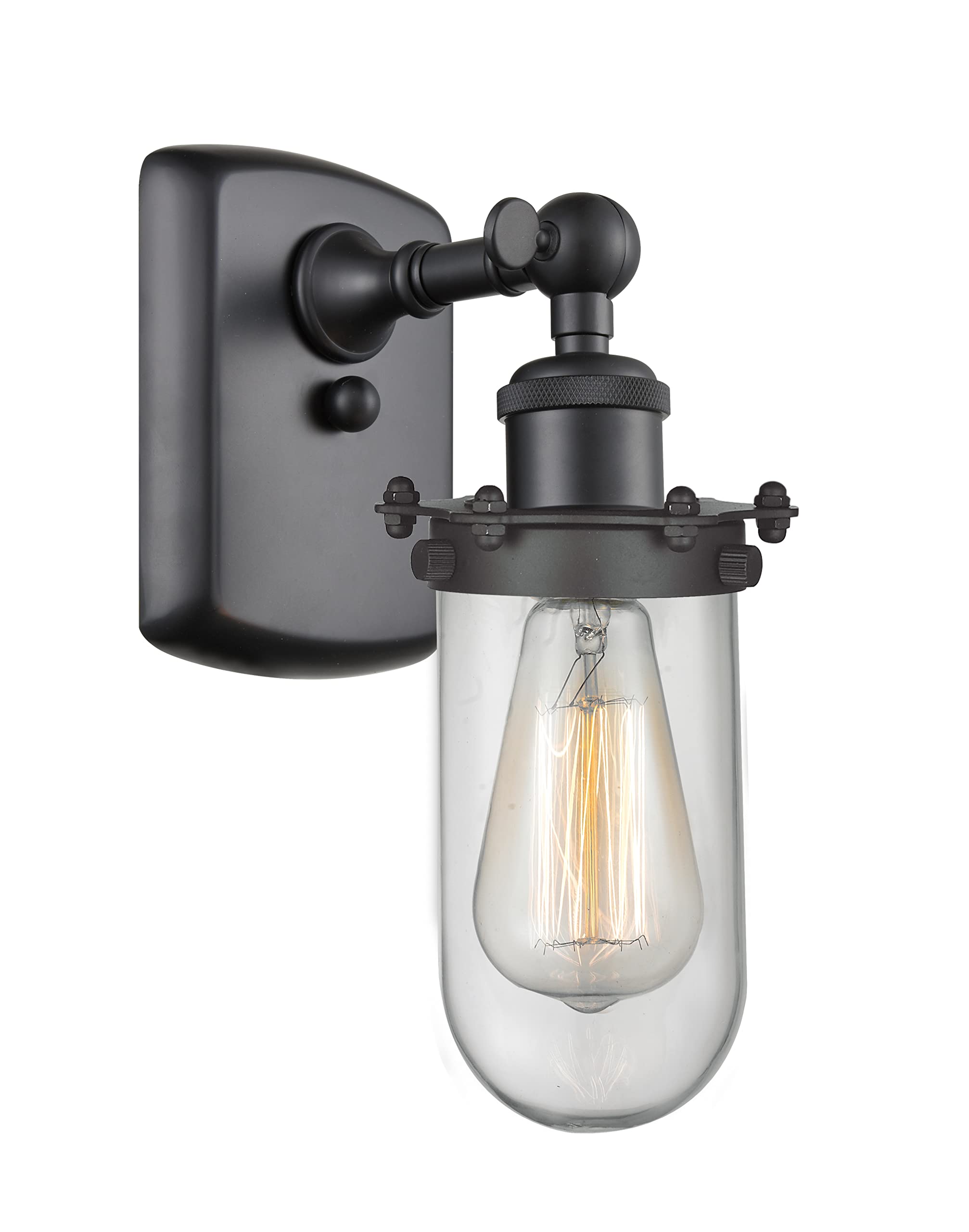 Innovations 516-1W-BK-232-CL-LED Vintage Dimmable LED Wall Sconce Light Fixture - Matte Black Finish - Perfect for Bedroom, Living Room & Hallway Lighting