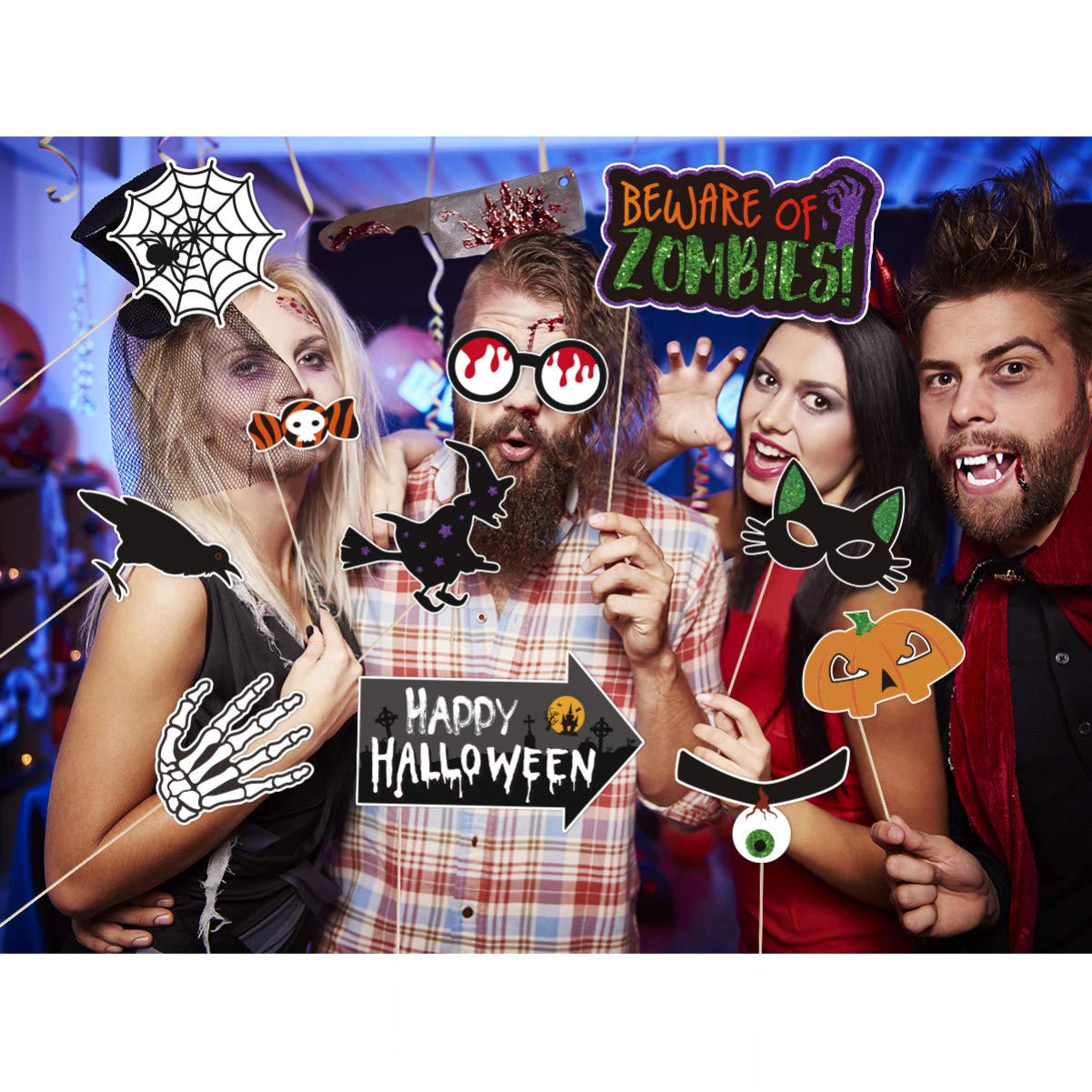 20PCS Halloween Photo Booth Props Kit - Creative Party Decorations & Photo Backdrop Accessories for Halloween Celebrations, Costume Parties & Spooky Fun