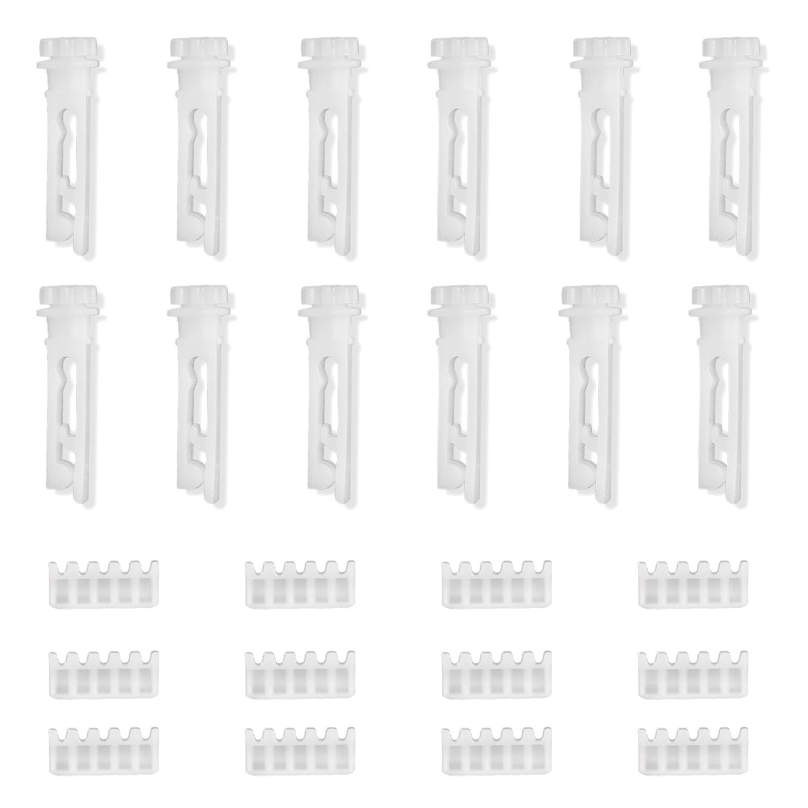Vertical Blinds Replacement Stem and Gear Set (12 Pack) - White Window Blinds Repair Parts for Headrail & Carrier - Durable Curtain Accessories for Home & Office Window Treatments
