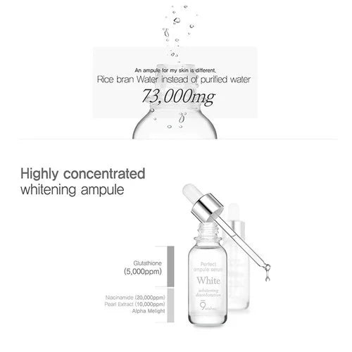 9wishes Miracle White Ampoule Serum 25ml - Brightening & Hydrating Facial Treatment for Glowing Skin | Perfect for Daily Skincare Routine & Nighttime Regimen