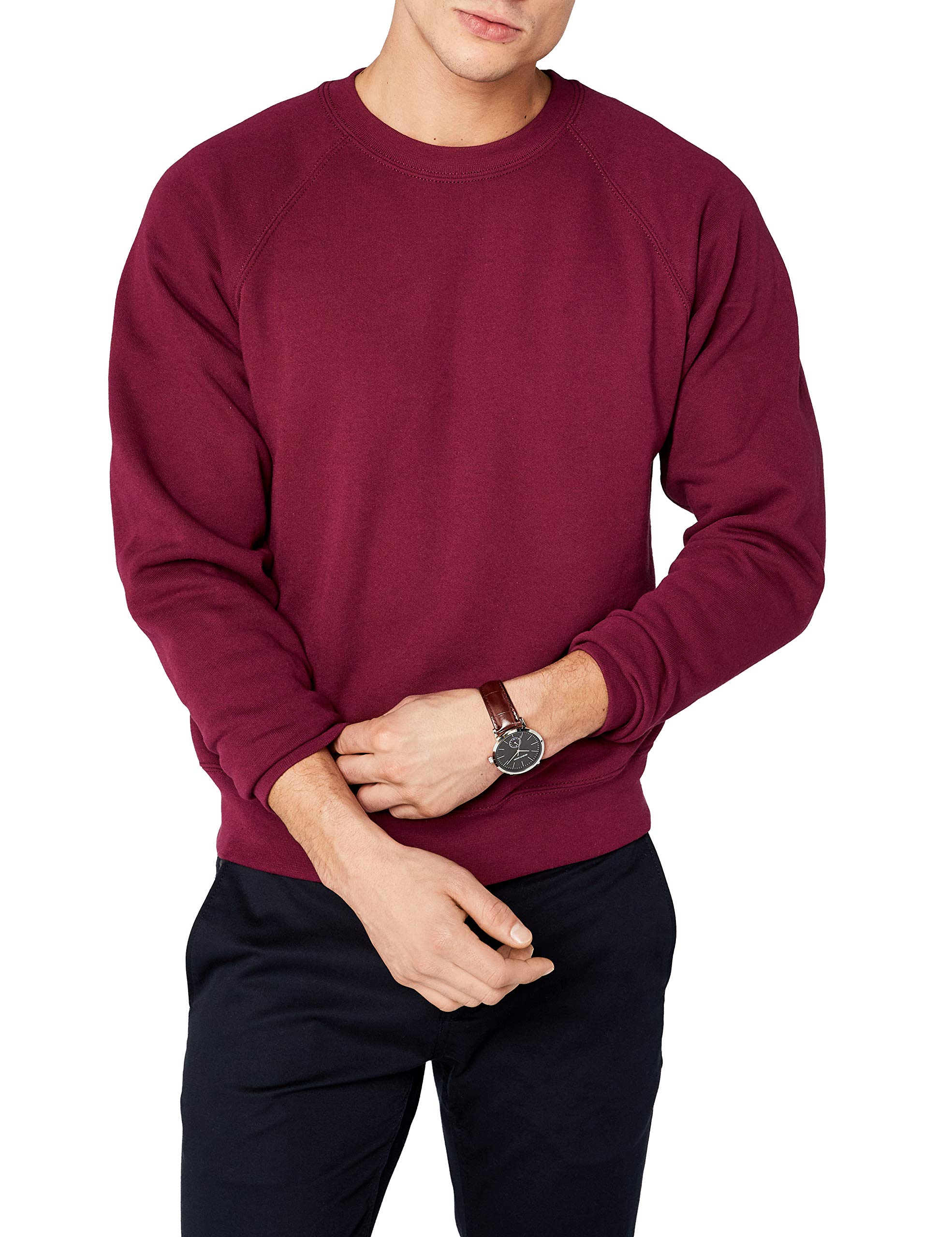 Fruit of the Loom Men's Lightweight Raglan Sweatshirt - 240 GSM Cotton Blend Pullover for Casual Wear, Gym & Lounge