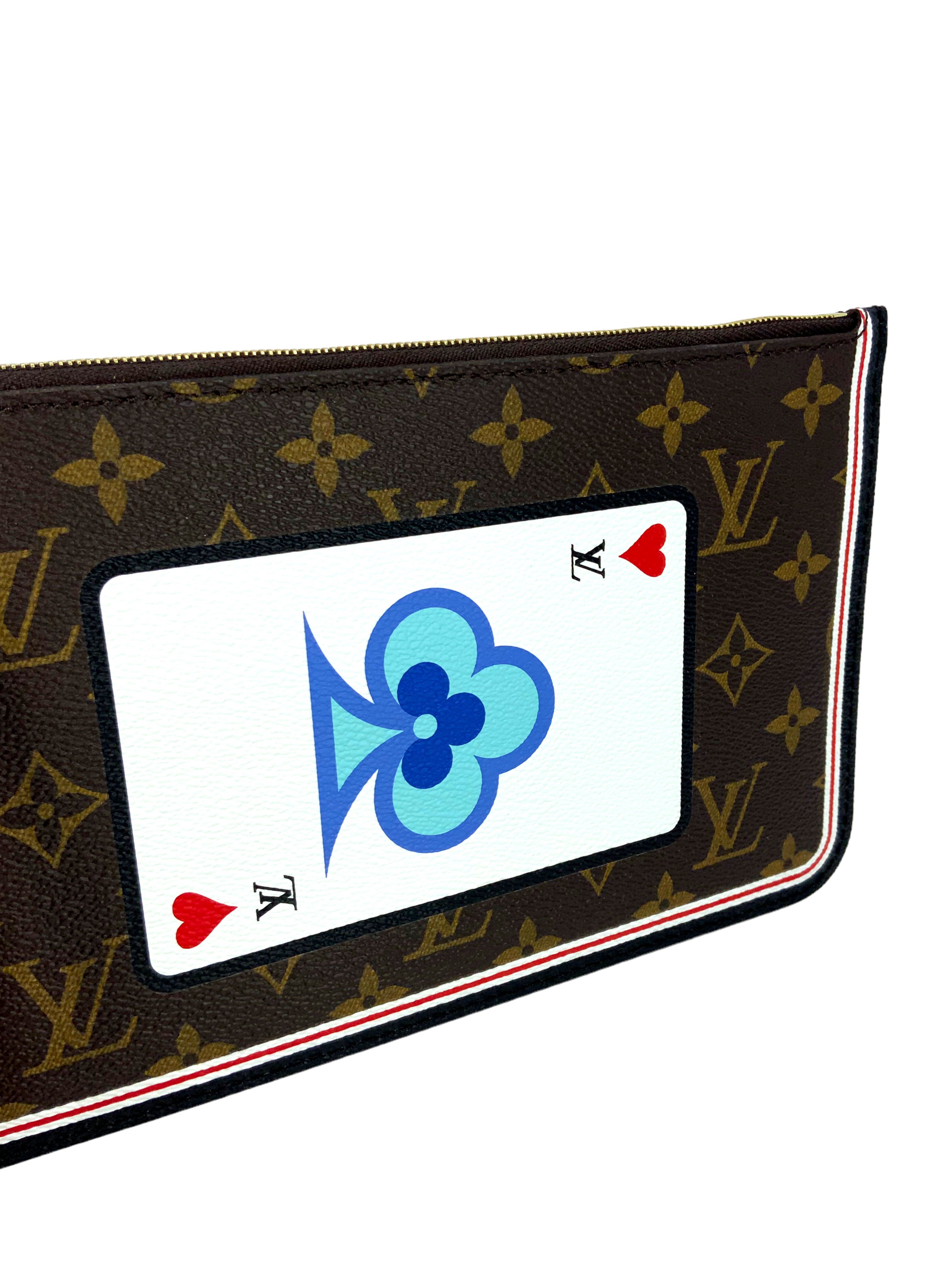 Authentic Louis Vuitton Neverfull MM Pochette Wristlet with Poker Cards Game Design - Luxury Crossbody Bag for Women | Perfect for Travel, Shopping & Evening Events