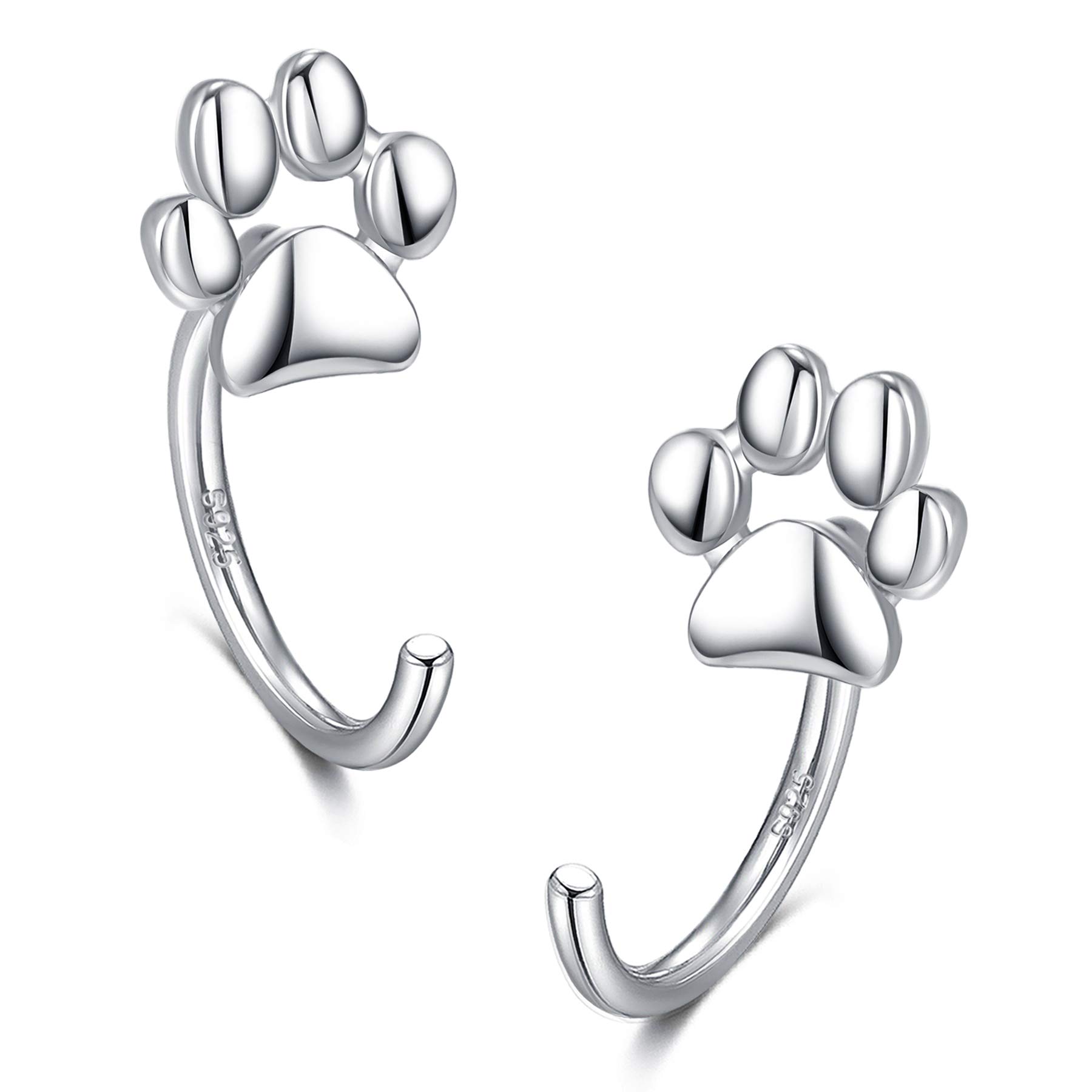 925 Sterling Silver Animal Huggie Hoop Earrings - Paw, Panda, Ladybug, Butterfly & Cat Designs | Dainty Second Hole Earrings for Women | Perfect for Everyday Wear, Gifts & Boho Fashion