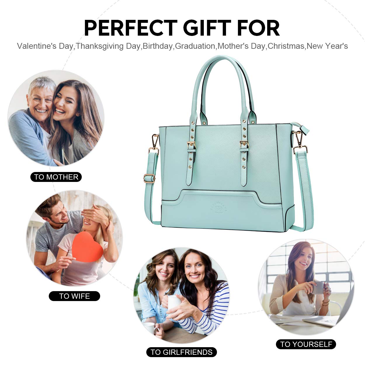 Stylish 15.6-17 Inch Laptop Tote Bag for Women - Durable Work Bag, Teacher Bag & Perfect Graduation Gift for College Students - Great for Office, School & Business Travel