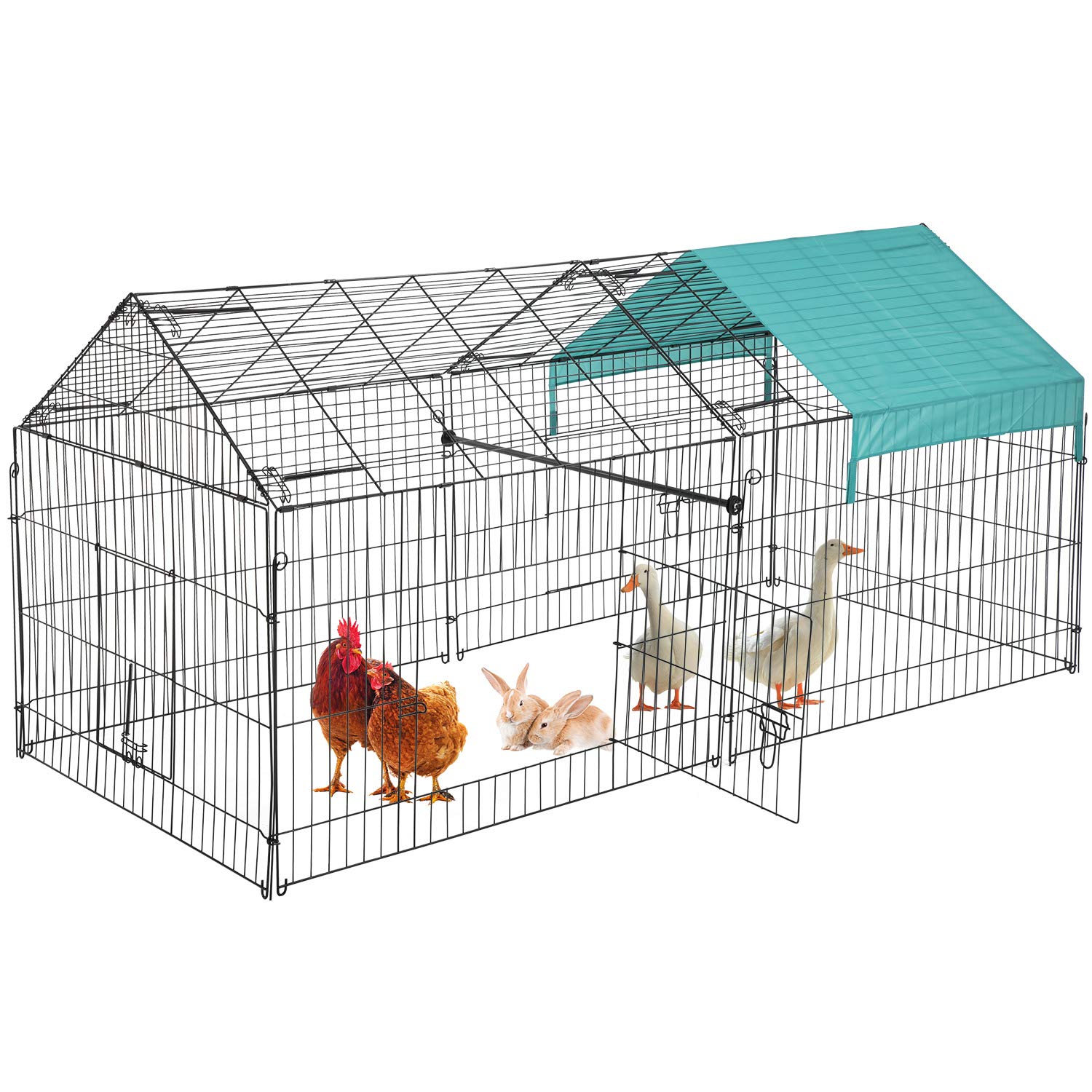 BMS Chicken Cage Pens - Heavy Duty Rabbit Run Cage, Chicken Coop Enclosure & Pet Playpen for Exercise - Black | Ideal for Backyard Poultry, Rabbit Housing & Small Animal Play Area