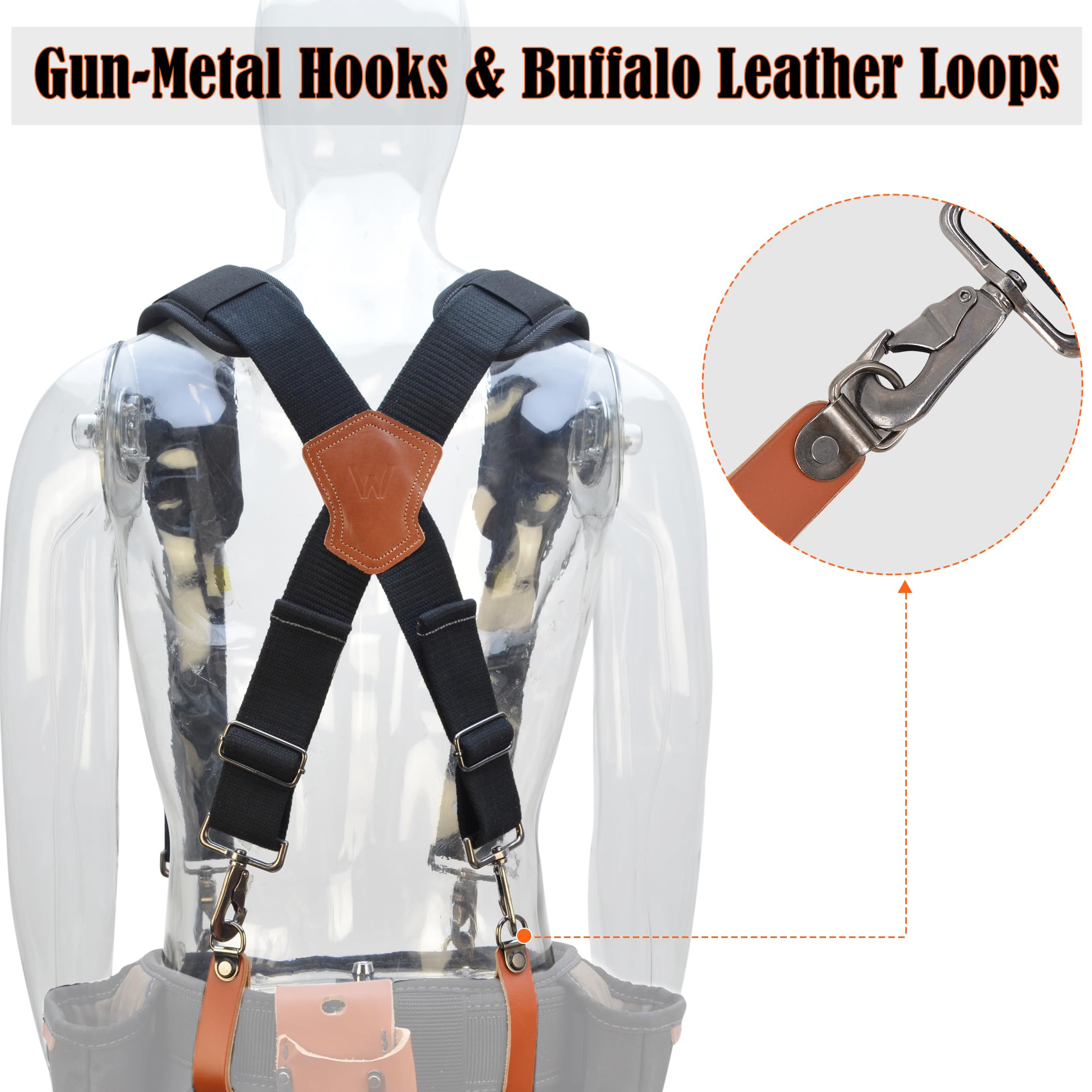 WELKINLAND Lightweight Tool Belt Suspenders - Durable Leather Construction for Men | Perfect for Construction, Carpentry & DIY Projects