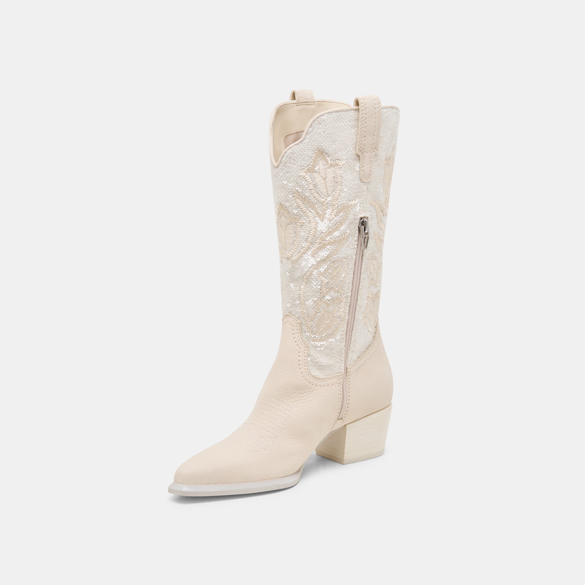 VORAH Pearl Boots - Women's Creme Sequin Ankle Boots for Party, Wedding & Evening Wear | Stylish & Comfortable Heels for Special Occasions