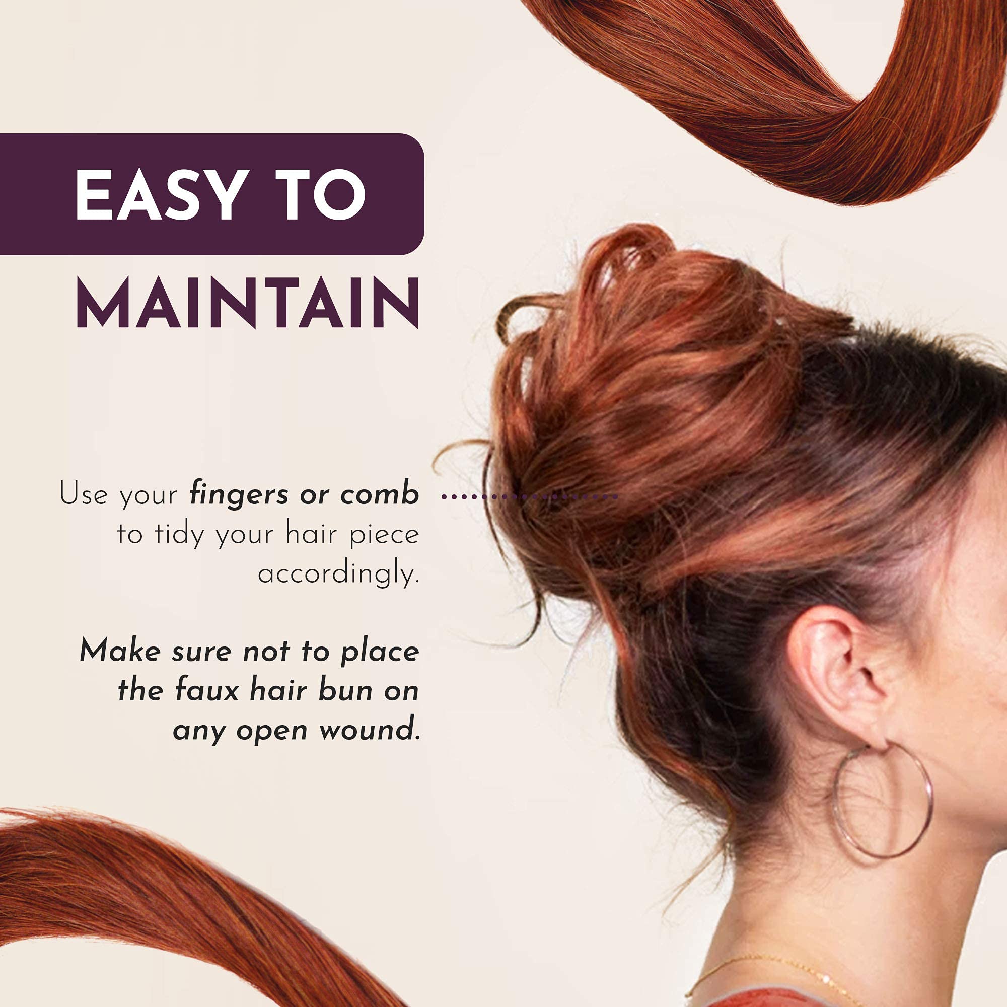 Perfect Hair Bun Maker for Short & Thin Hair - Real Human Hair Extension, Dark Brown | Easy Fake Hair Buns & Donut Mesh | Great for Weddings, Cosplay & Daily Styling