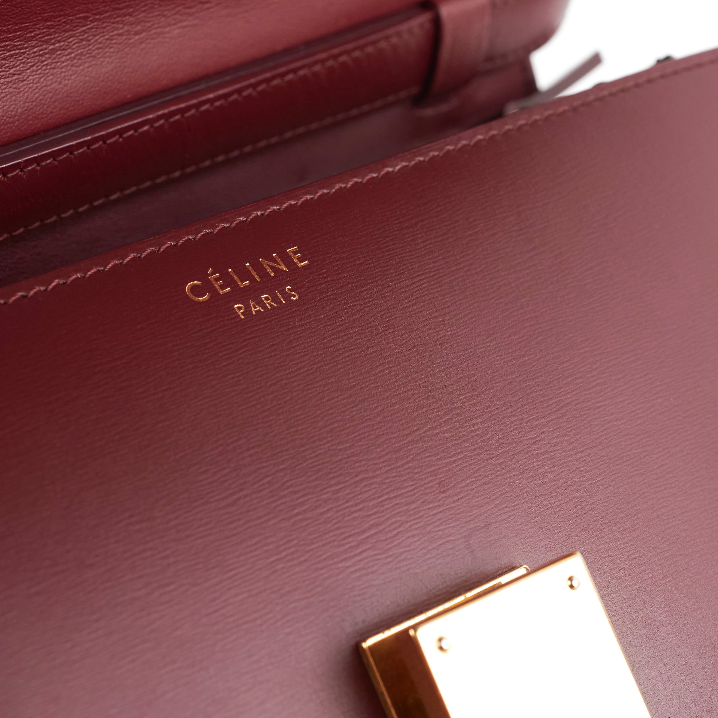 Celine Medium Box Burgundy Leather Crossbody Bag for Women | Luxury Designer Shoulder Purse | Perfect for Work, Travel & Evening Out