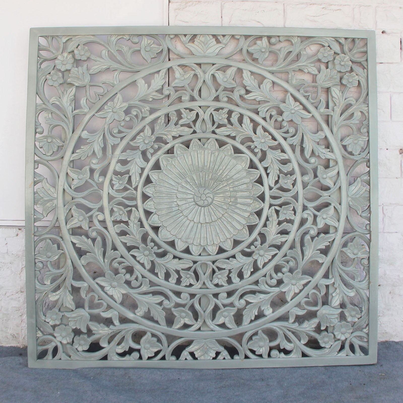 Handcrafted Dynasty Carved Wooden Wall Panel - Sierra Headboard in Elegant Grey | Perfect for Bedroom Decor, Accent Walls & Home Interior Design