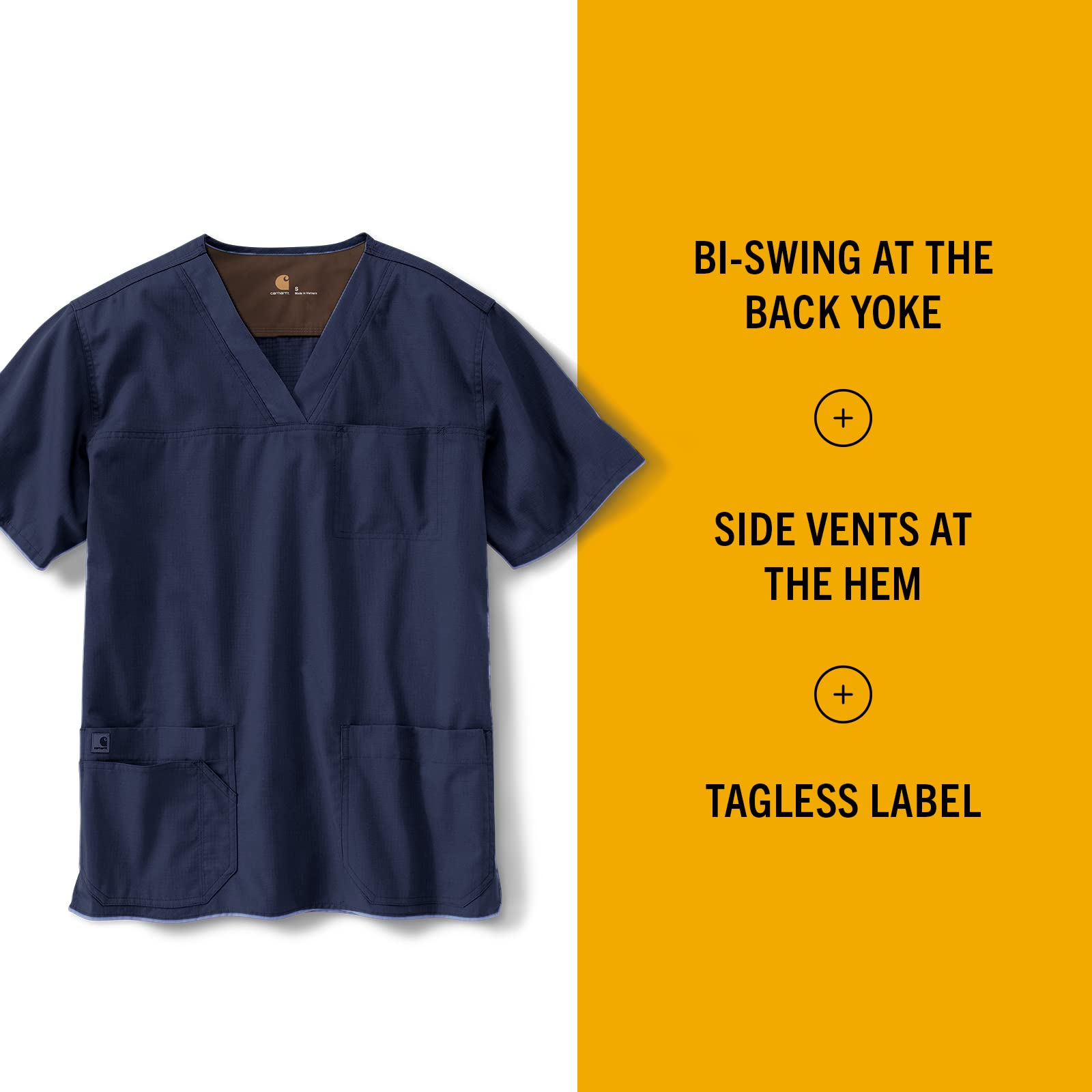 Carhartt Men's Ripstop Multi-Pocket Scrub Top - Durable Workwear for Medical Professionals & Healthcare Workers - Perfect for Hospitals, Clinics & Nursing Shifts