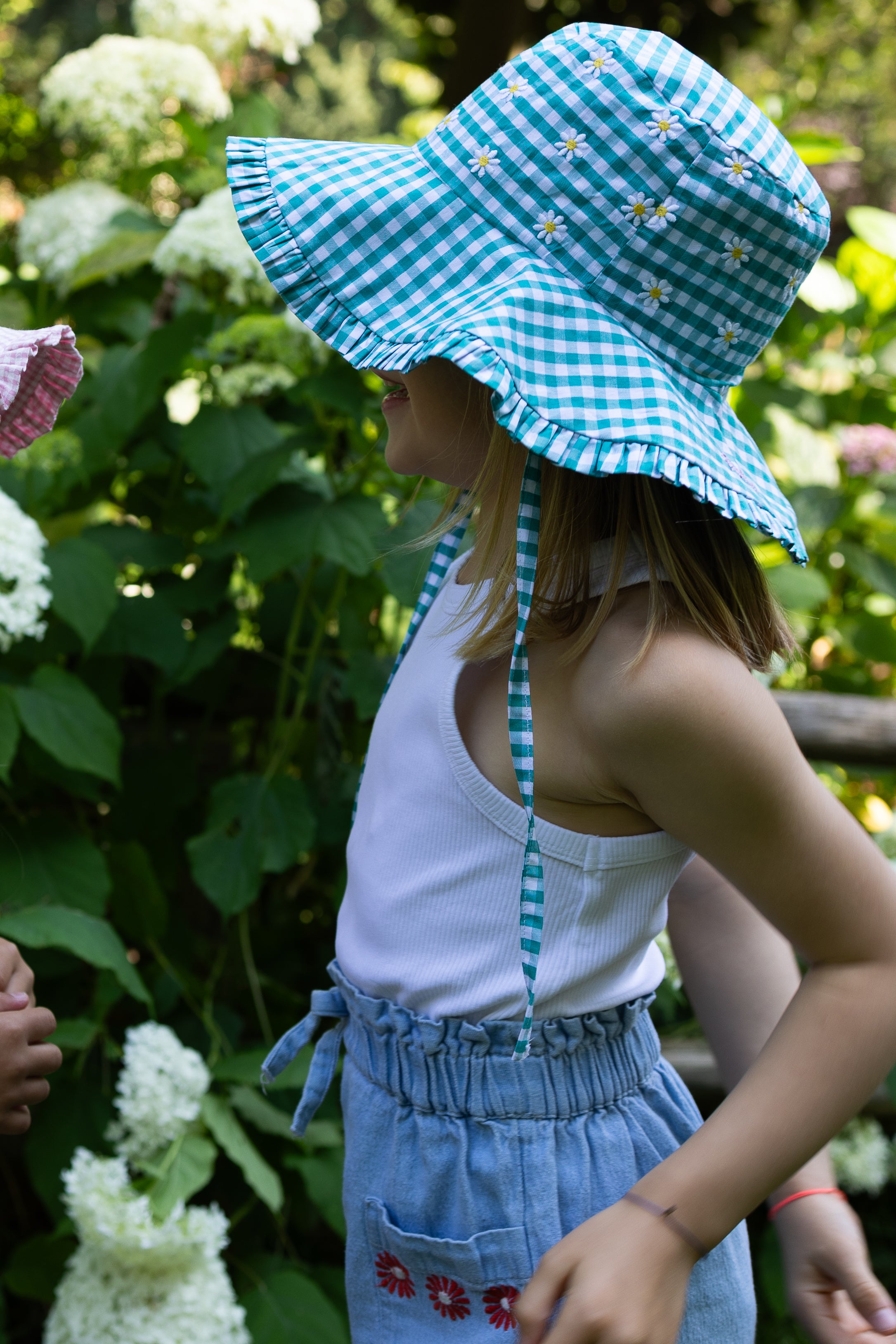 Stylish Summer Hat - Vichy Emerald Wide Brim Sun Hat for Women, UPF 50+ UV Protection, Breathable & Lightweight, Perfect for Beach, Pool, and Outdoor Activities