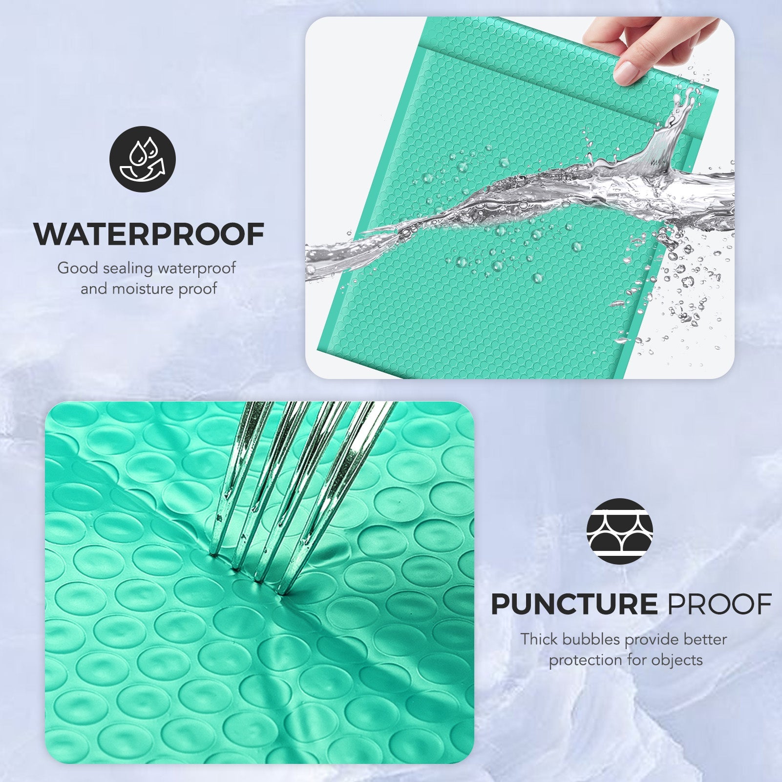 12x15 Inch Bubble Mailer Padded Envelopes - Waterproof & Tear-Resistant Shipping Envelopes for Ecommerce, Jewelry, Small Items (Teal) - Perfect for Amazon FBA, eBay & Etsy Sellers