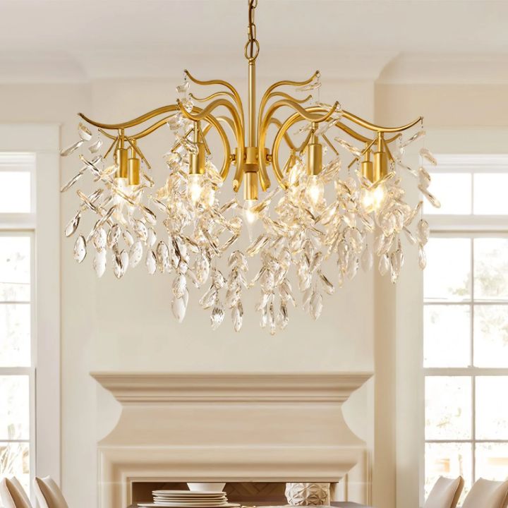 Dorale Modern Chandelier - Elegant Crystal Ceiling Light Fixture for Dining Room, Living Room & Bedroom | Energy Efficient LED Lighting | Perfect for Home Decor & Interior Design