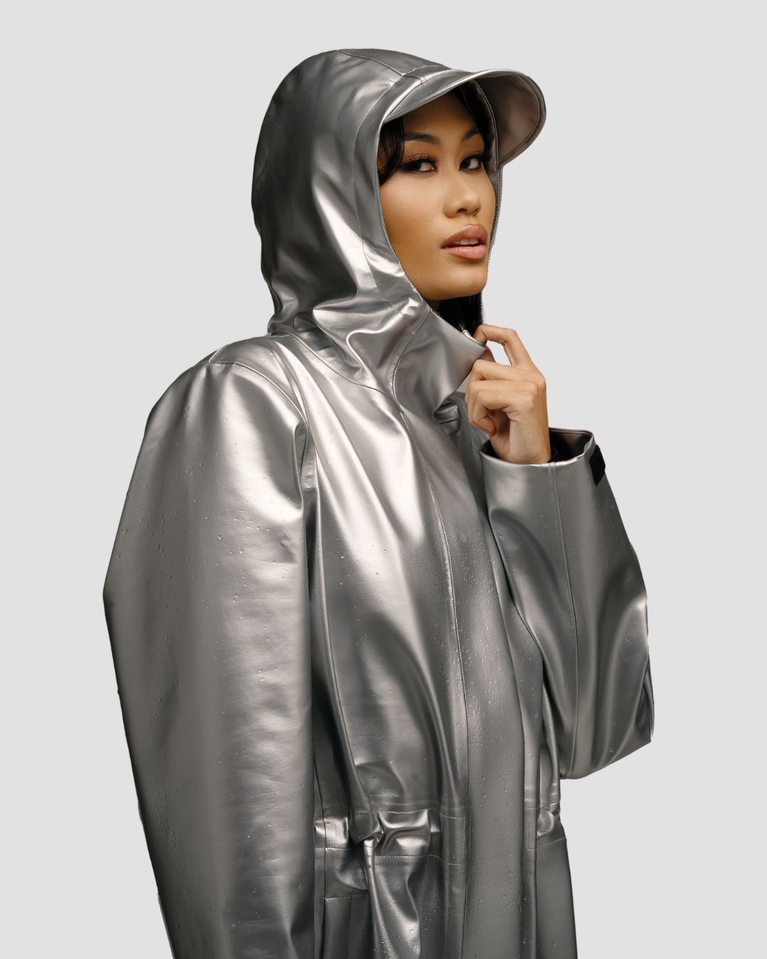 Waterproof Satin-Lined Rain Jacket for Women - Hairbrella Hooded Umbrella Hat with Adjustable Drawstring for Outdoor Activities, Commuting & Bad Weather Protection