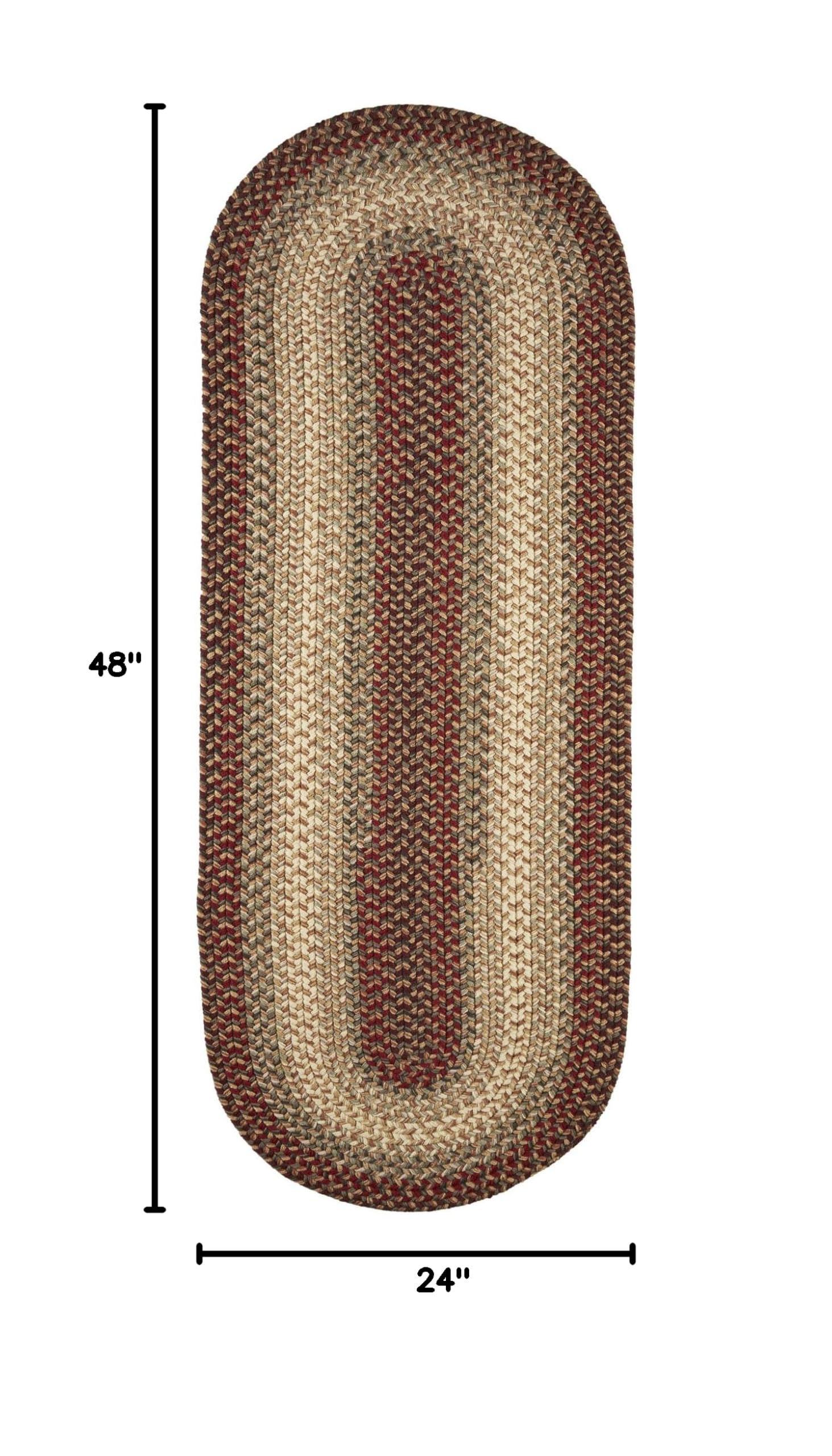 Super Soft Braided Oval Area Rug 2x4 Feet - Red & Gray Primitive Decor Indoor/Outdoor Woven Runner - Perfect for Hallways, Living Rooms, and Patios