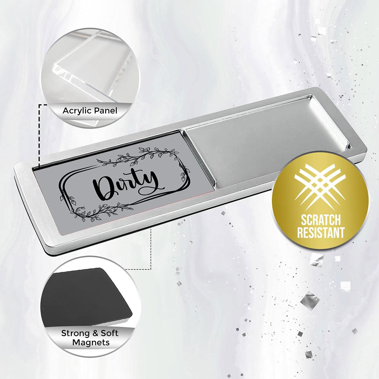 Stylish Dishwasher Clean Dirty Sign Magnet - Easy to Read Strong Magnetic Indicator for Kitchen Appliances | Perfect for Home, Office & RV Use
