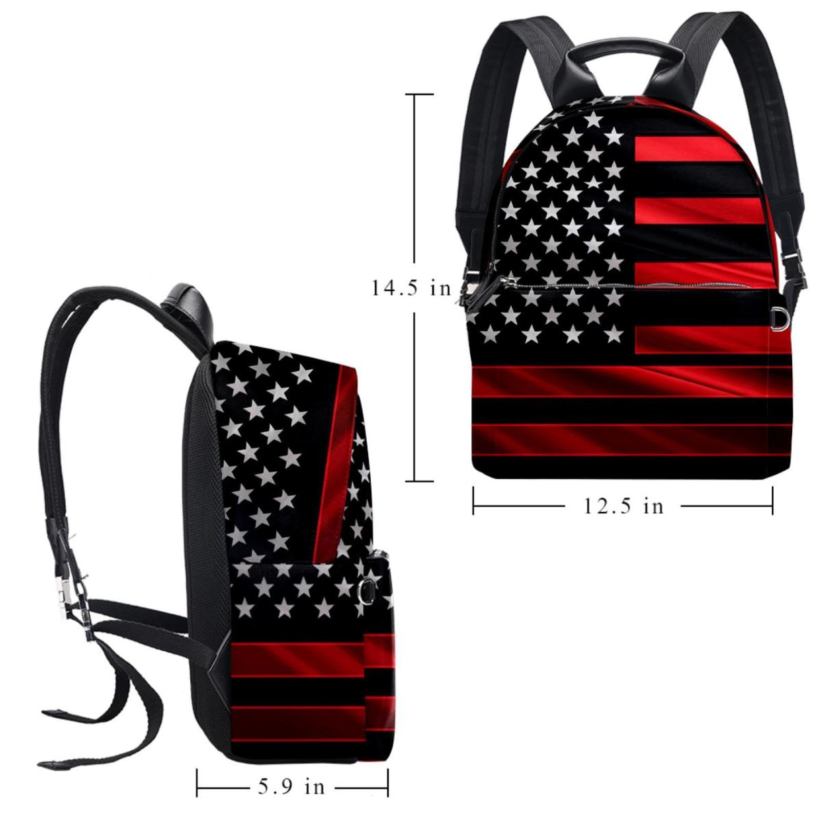 Lightweight Travel Backpack for Men & Women - Small Carry On Backpack with USA Flag Design (Black/Red) - Perfect for Airplane, Hiking, Commuting & Daily Use