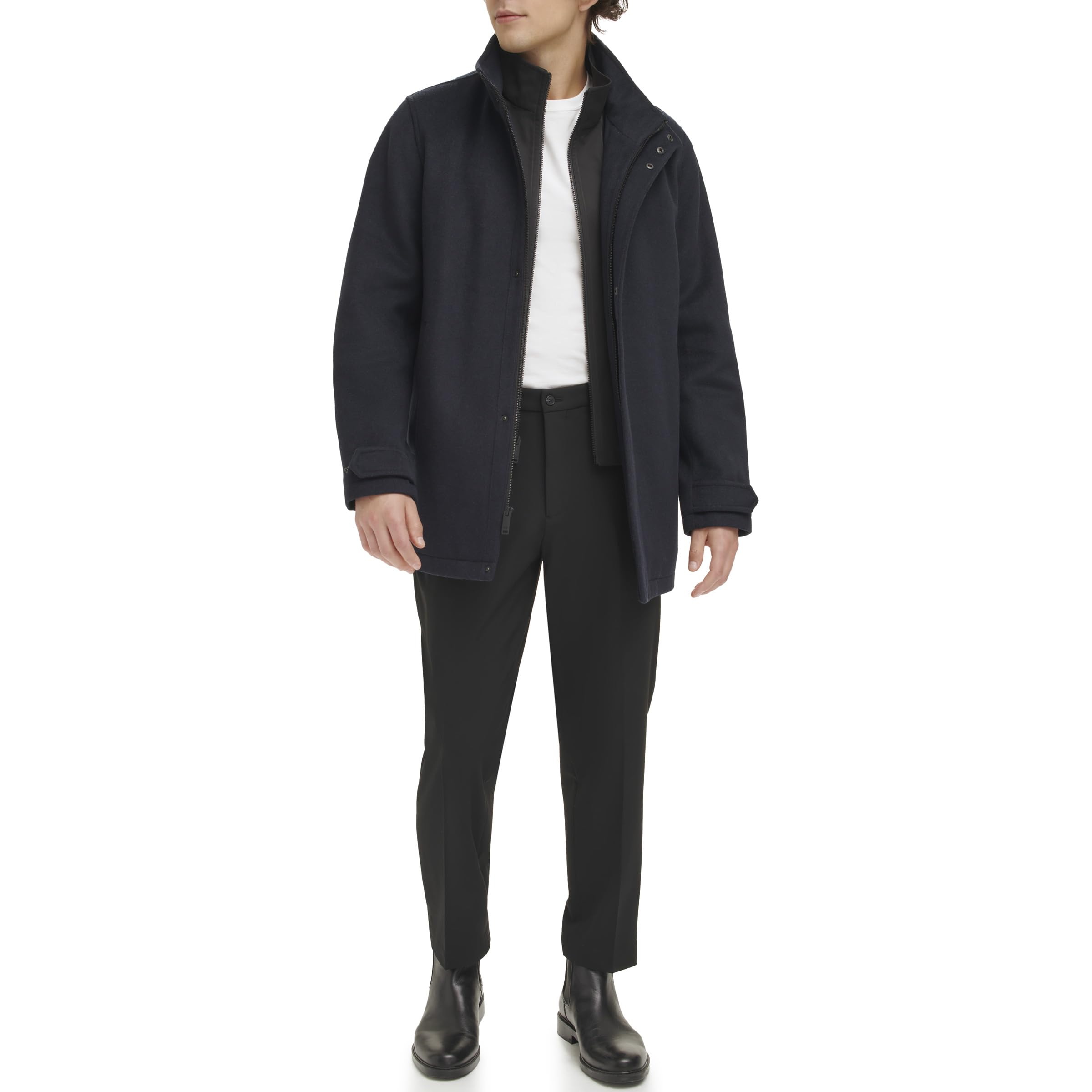 DOCKERS Men's Wool Melton Duffle Coat with Two Pockets - Winter Warm Overcoat for Casual & Business Wear - Perfect for Office, Travel and Outdoor Activities