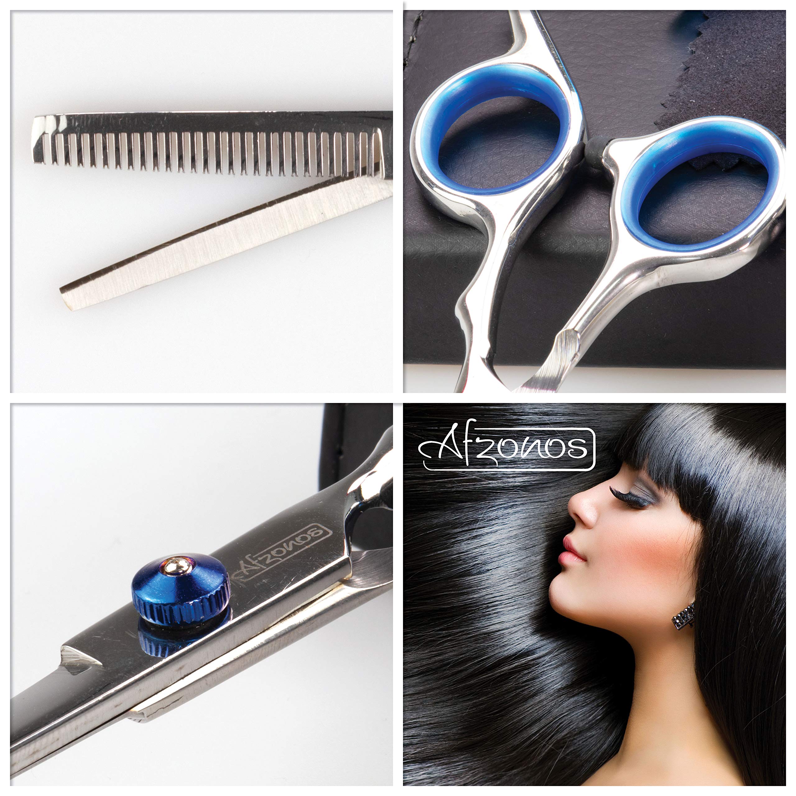 Professional Hair Cutting Scissors for Men & Women - Afzonos Barber Shears with Double Tips for Precision Styling, Trimming & Hairdressing - Perfect for Salon, Home & Travel Use