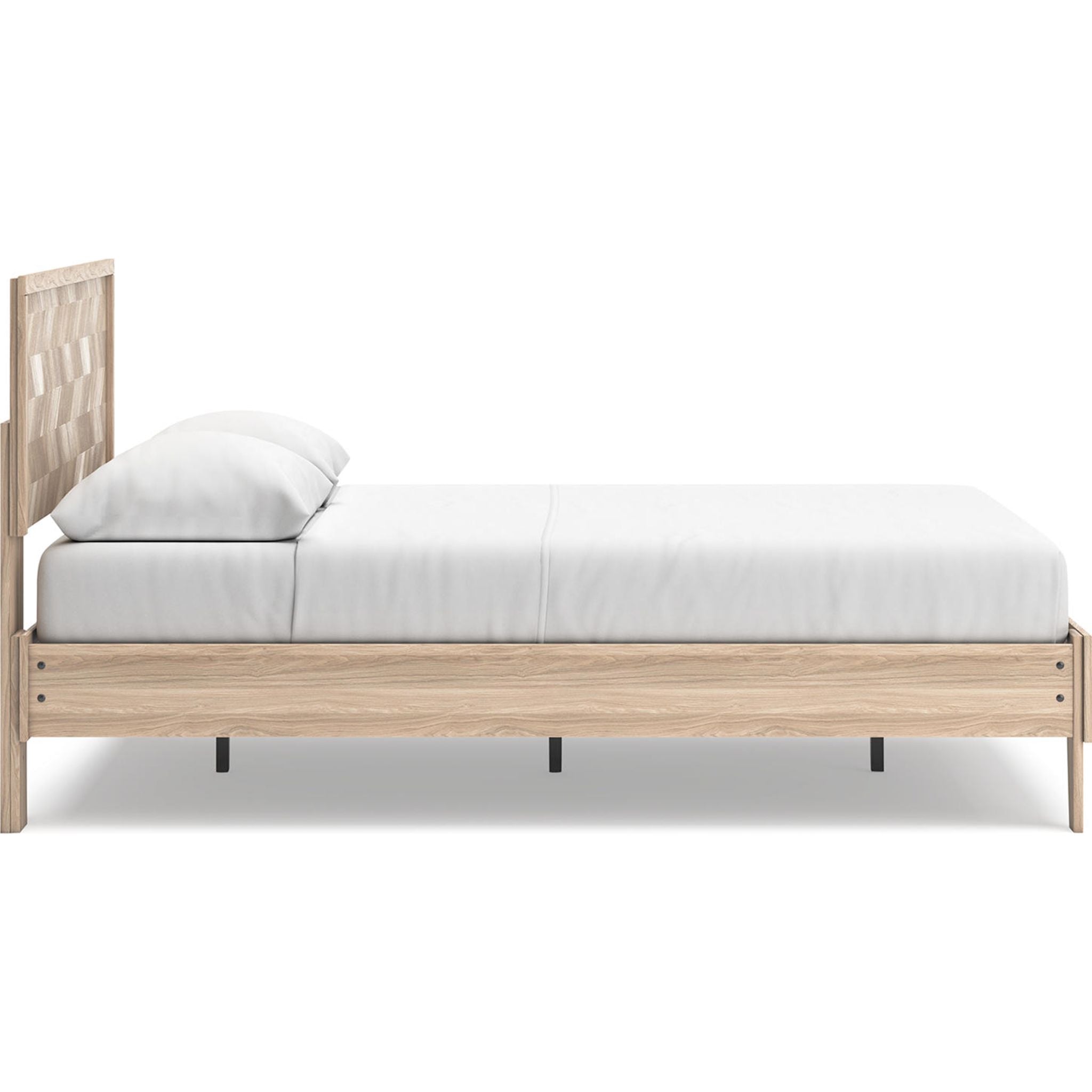 Battelle Queen Platform Bed Frame with Headboard - Tan Brown Wooden Bed Frame for Bedroom, Modern Minimalist Design, Sturdy & Noise-Free, Perfect for Small Spaces & Guest Rooms