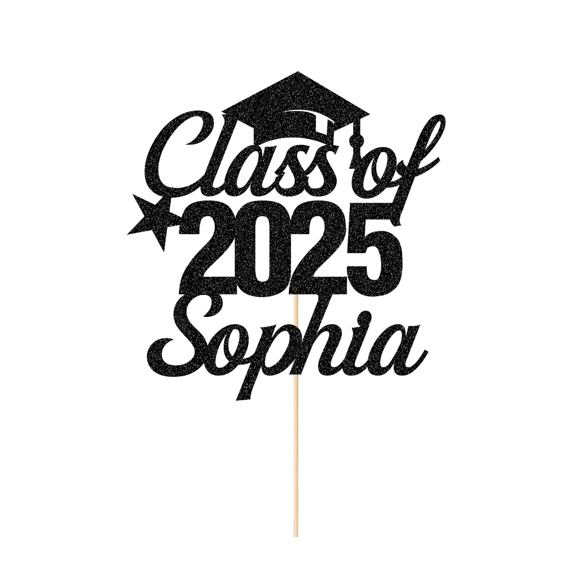 Custom Graduation Cake Topper - Class of 2025 Personalized Cake Decorations - Perfect Graduation Gift & Party Decor with Name (Black) - Ideal for High School & College Graduation Celebrations