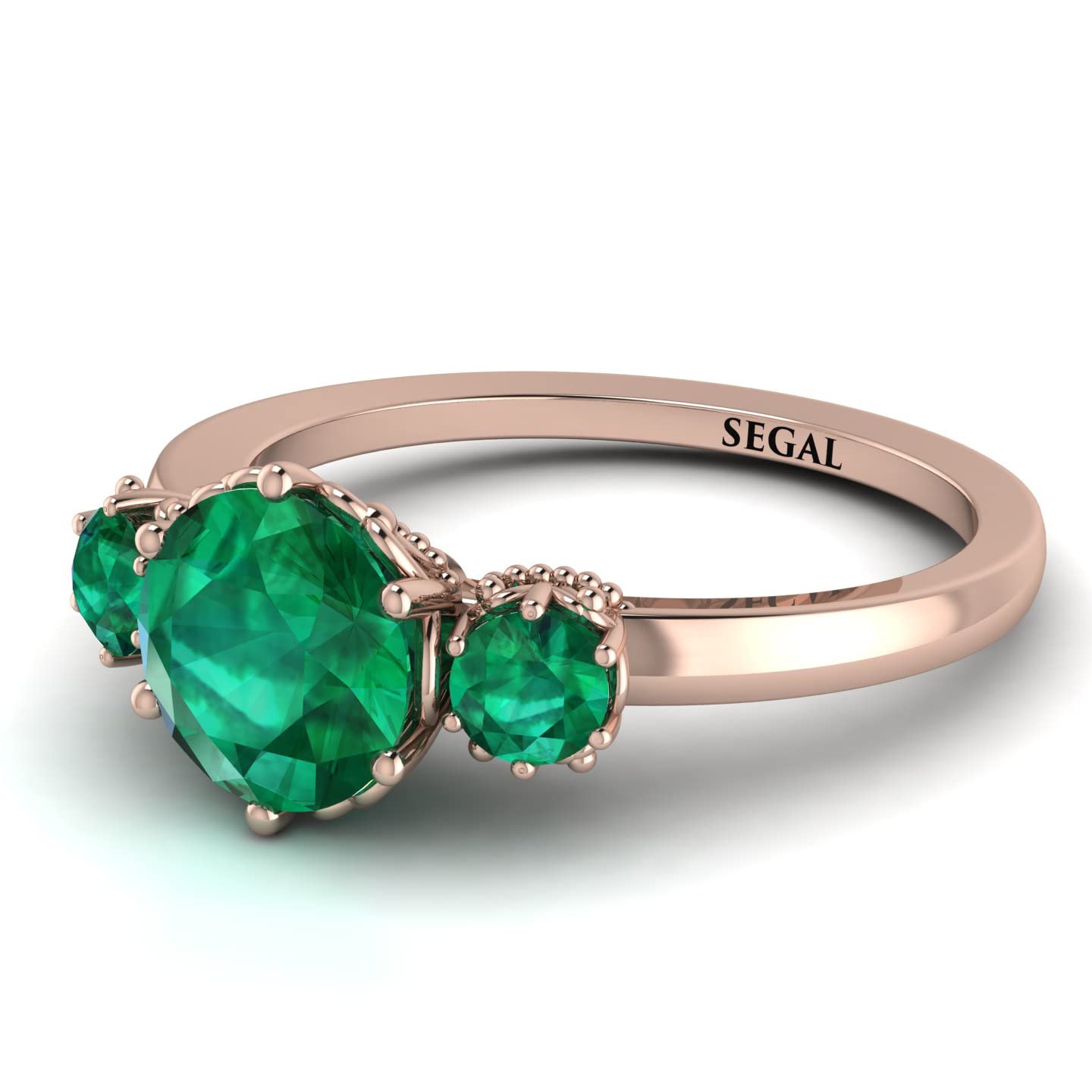3 Stone Emerald Engagement Ring for Women - 18K/14K Rose Gold Classic Wedding Band, Natural Emerald Jewelry Gift for Her | Perfect for Proposals, Anniversaries & Special Occasions