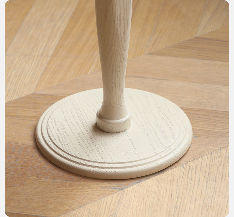 Solid Oak Wood Side Table - Cream Finish - Perfect for Living Room, Bedroom, or Office Accent Furniture