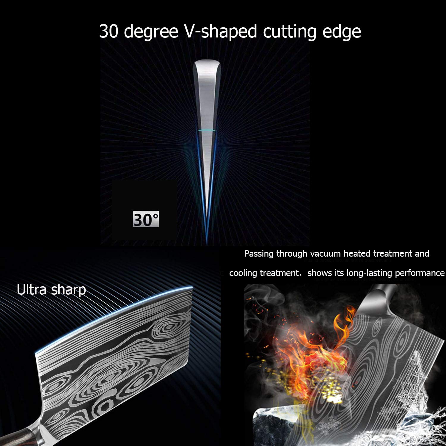 Ultra Sharp 7 Inch Meat Cleaver Knife - High Carbon Stainless Steel Butcher Knife with Ergonomic Handle for Professional Chefs & Home Cooking | Perfect for Chopping Meat, Bones, and Vegetables in the Kitchen