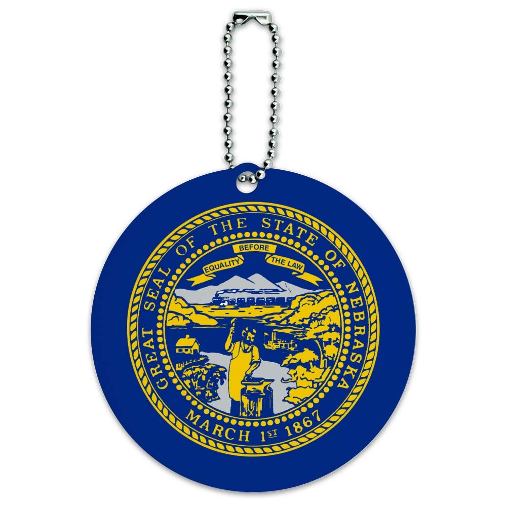 Nebraska State Flag Round Luggage ID Tag - Durable Suitcase Identification Card for Carry-On Bags - Perfect for Travel, Vacation & Business Trips