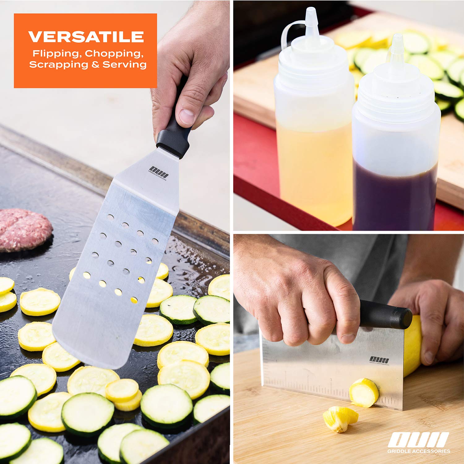 9-Piece Flat Top Griddle Accessories Set for Blackstone & Camp Chef - Includes Metal Spatula, Scraper, Cleaning Kit & Carry Bag - Perfect for Hibachi, Teppanyaki & Outdoor Cooking