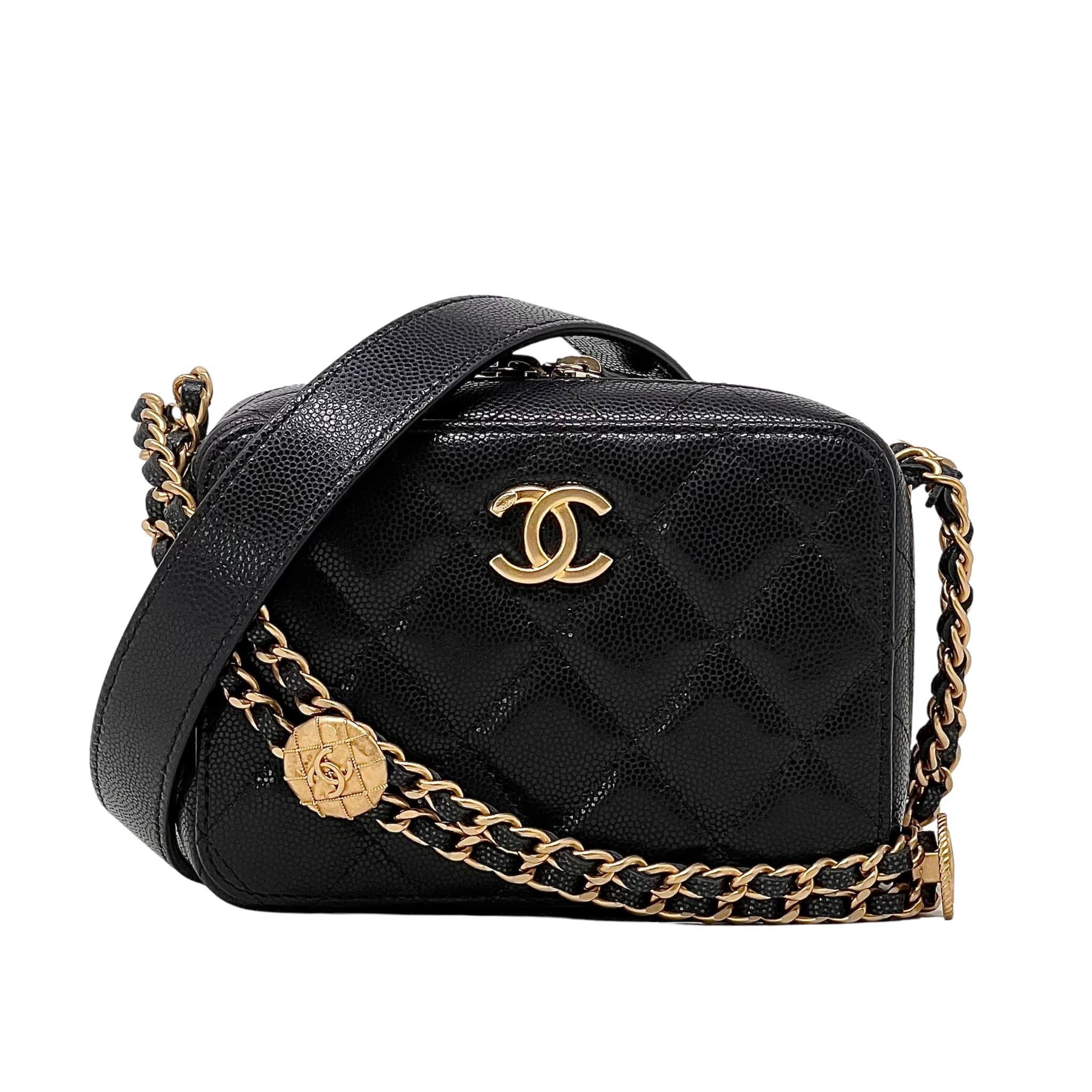 Chanel Black Caviar Leather Twist Your Buttons Camera Crossbody Bag - Perfect for Date Night & Evening Events