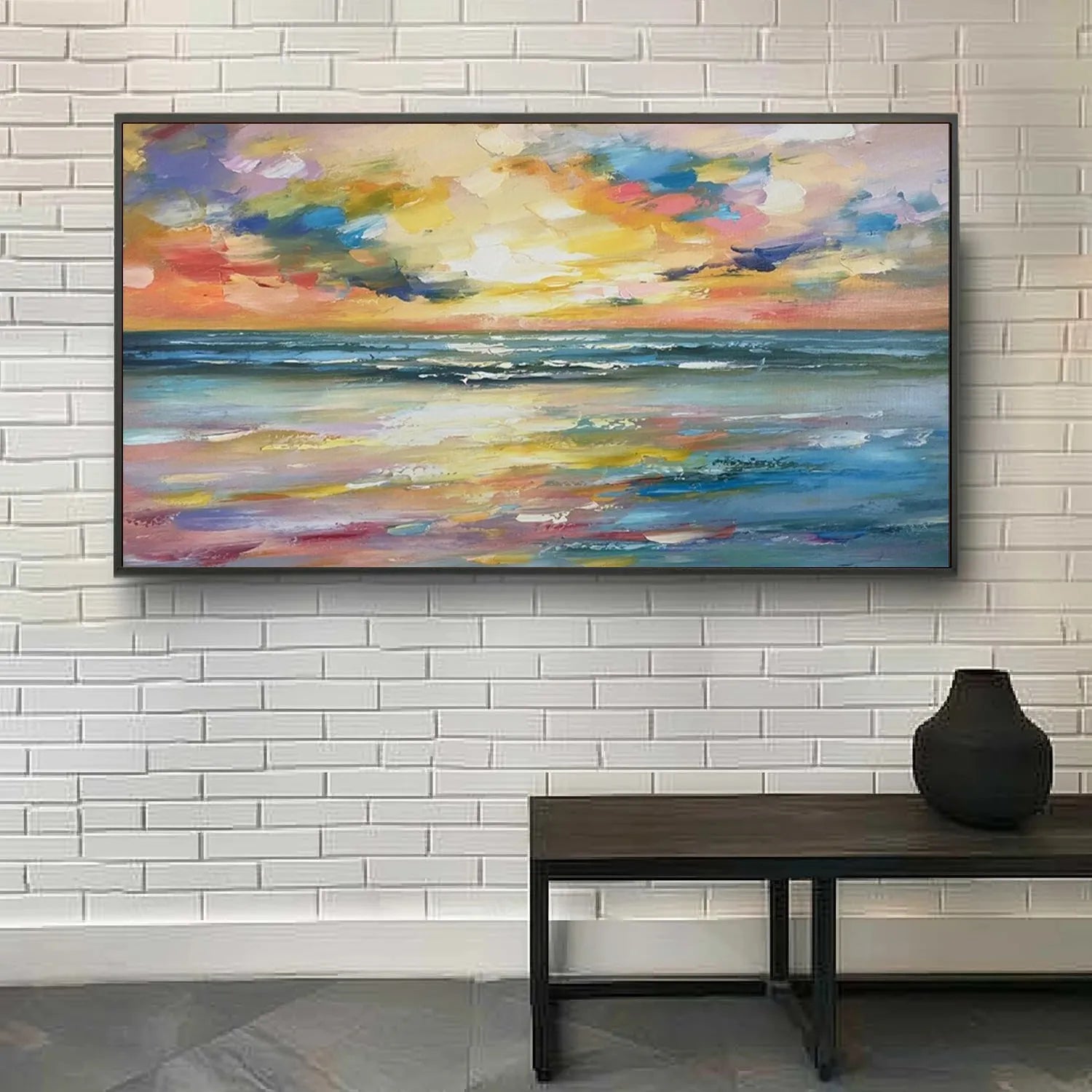 Ocean and Sky Painting #OS 166 - Handmade Seascape Wall Art for Home & Office Decor - Perfect for Living Room, Bedroom, or Beach House