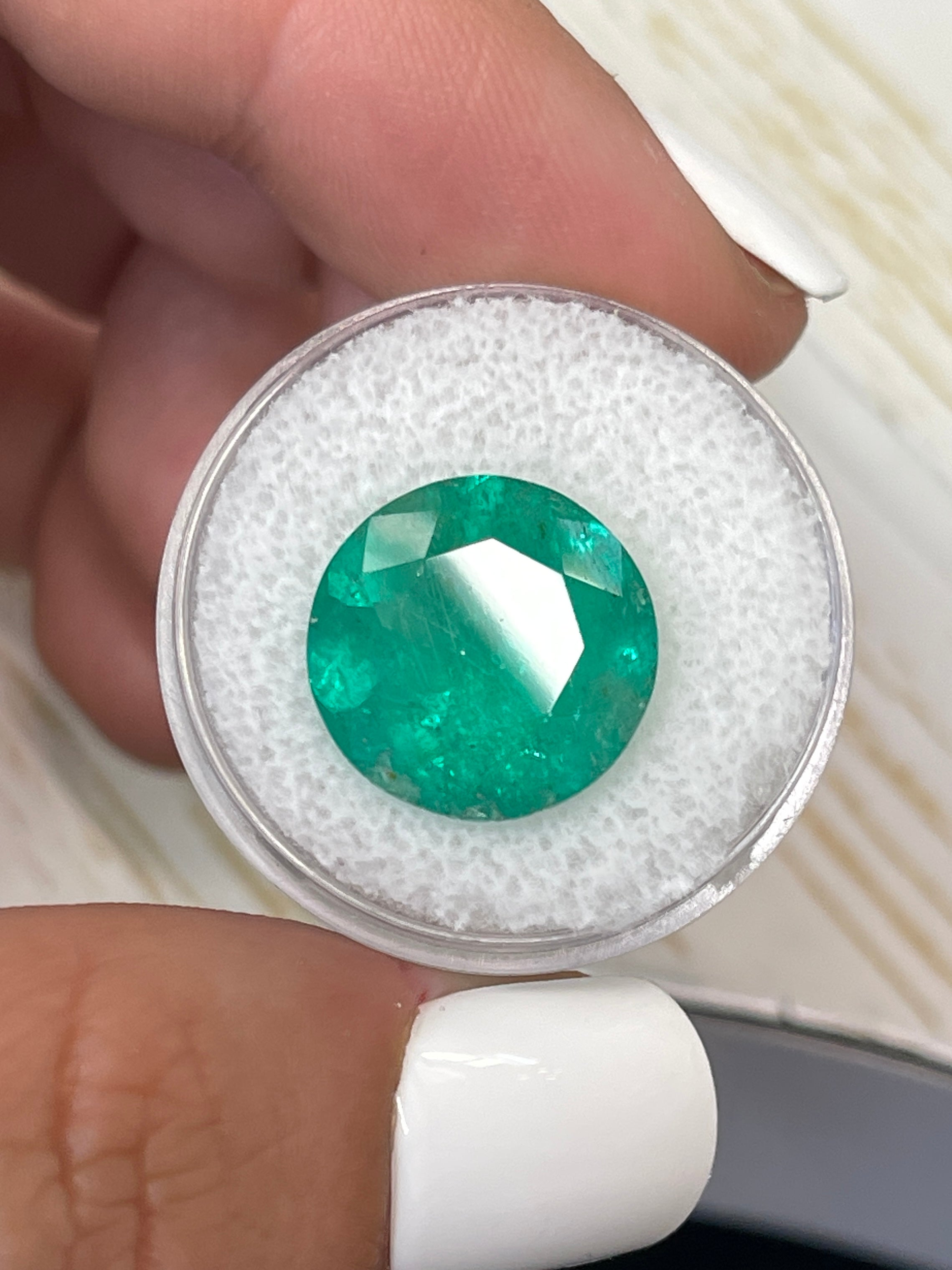 8.80 Carat 14.5x14.5mm Deep Green Natural Round Loose Colombian Emerald - Perfect for Jewelry Making, Engagement Rings & Luxury Gifts