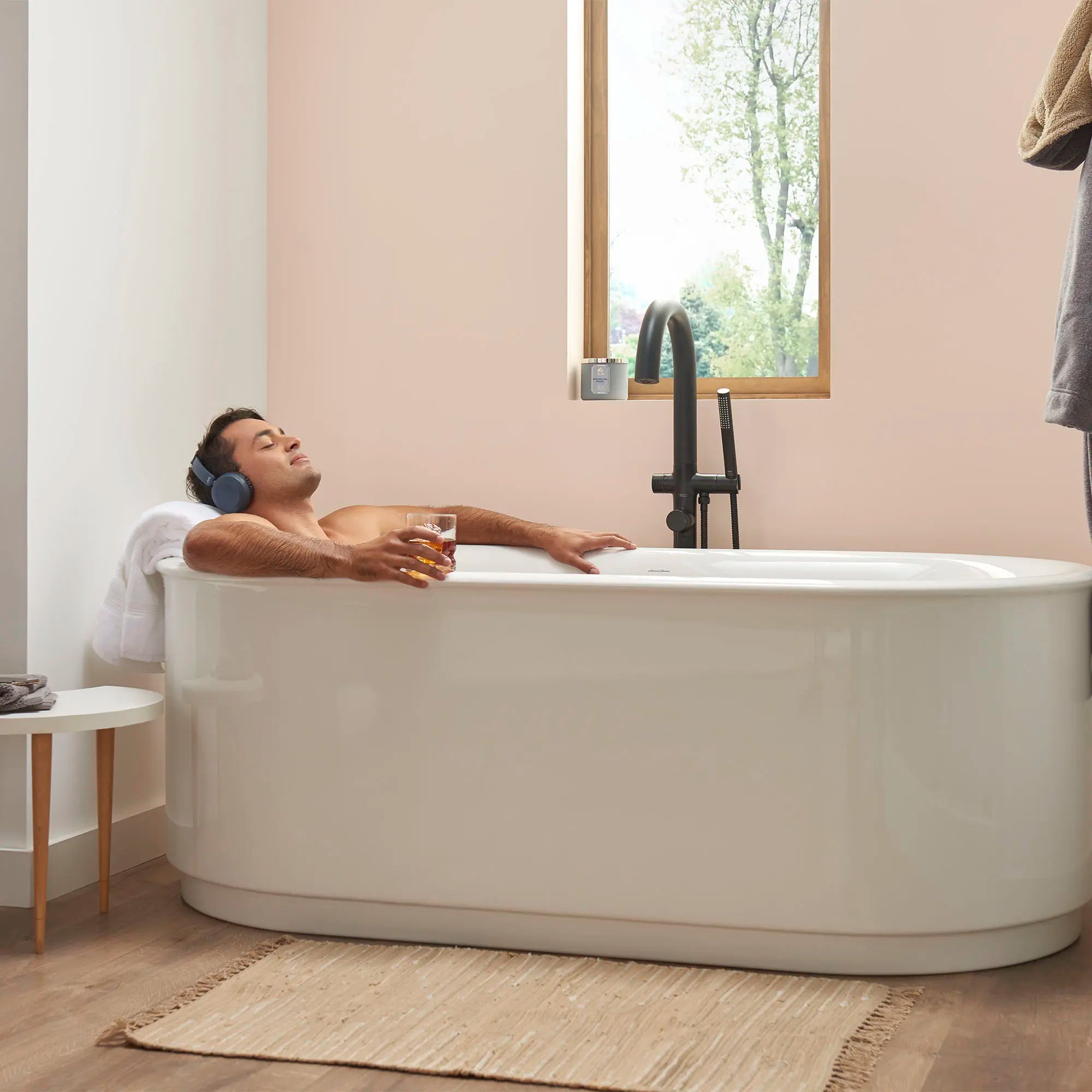 Modern Round Freestanding Bathtub Filler with Lever Handle Faucet - Compatible with Flash® Rough In Valve - Perfect for Spa-Like Bathroom Retreats and Luxury Home Renovations