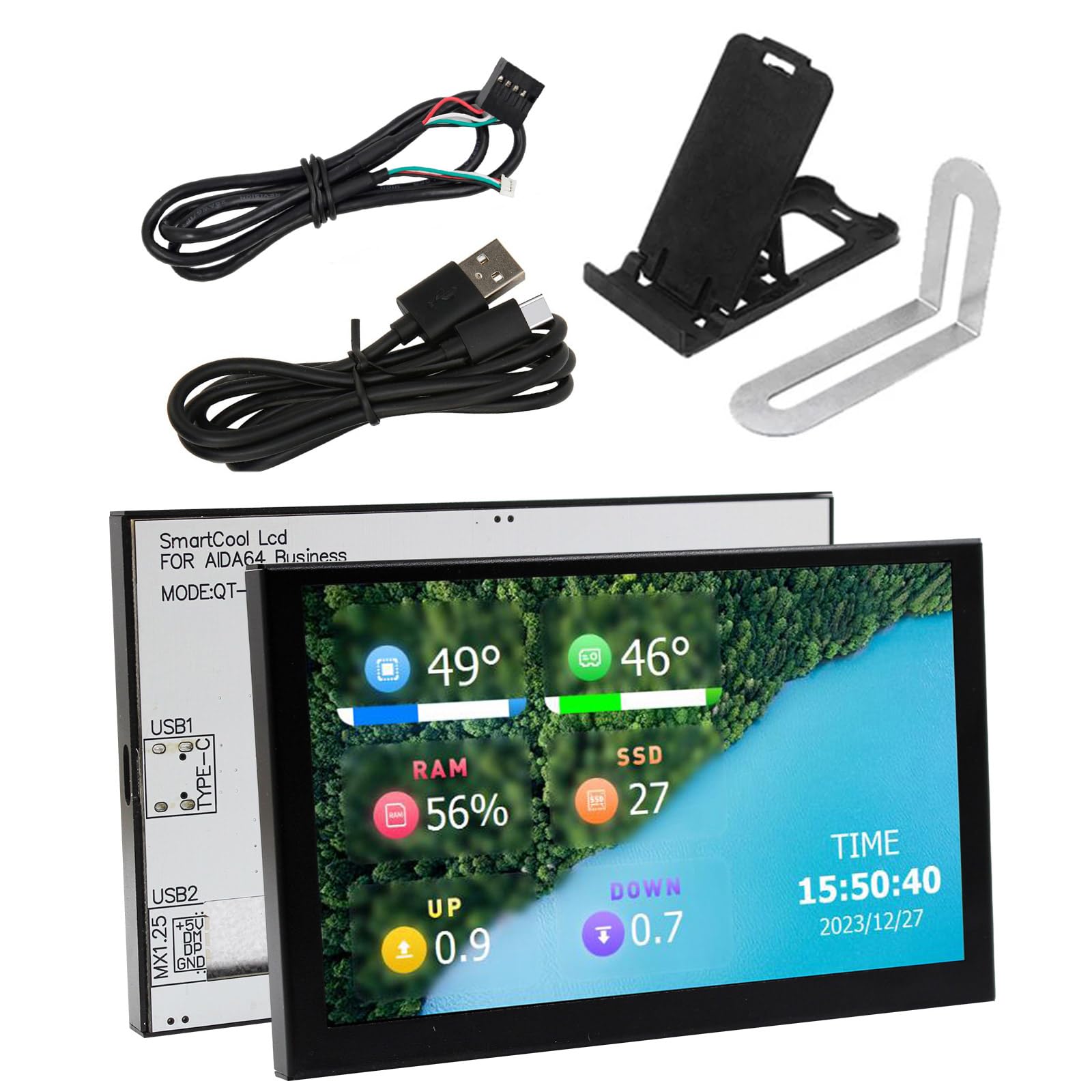 5inch Type C Small Secondary Screen for PC Case - Mini Display with Brightness Control | Perfect for Gaming, Coding & Multi-Tasking