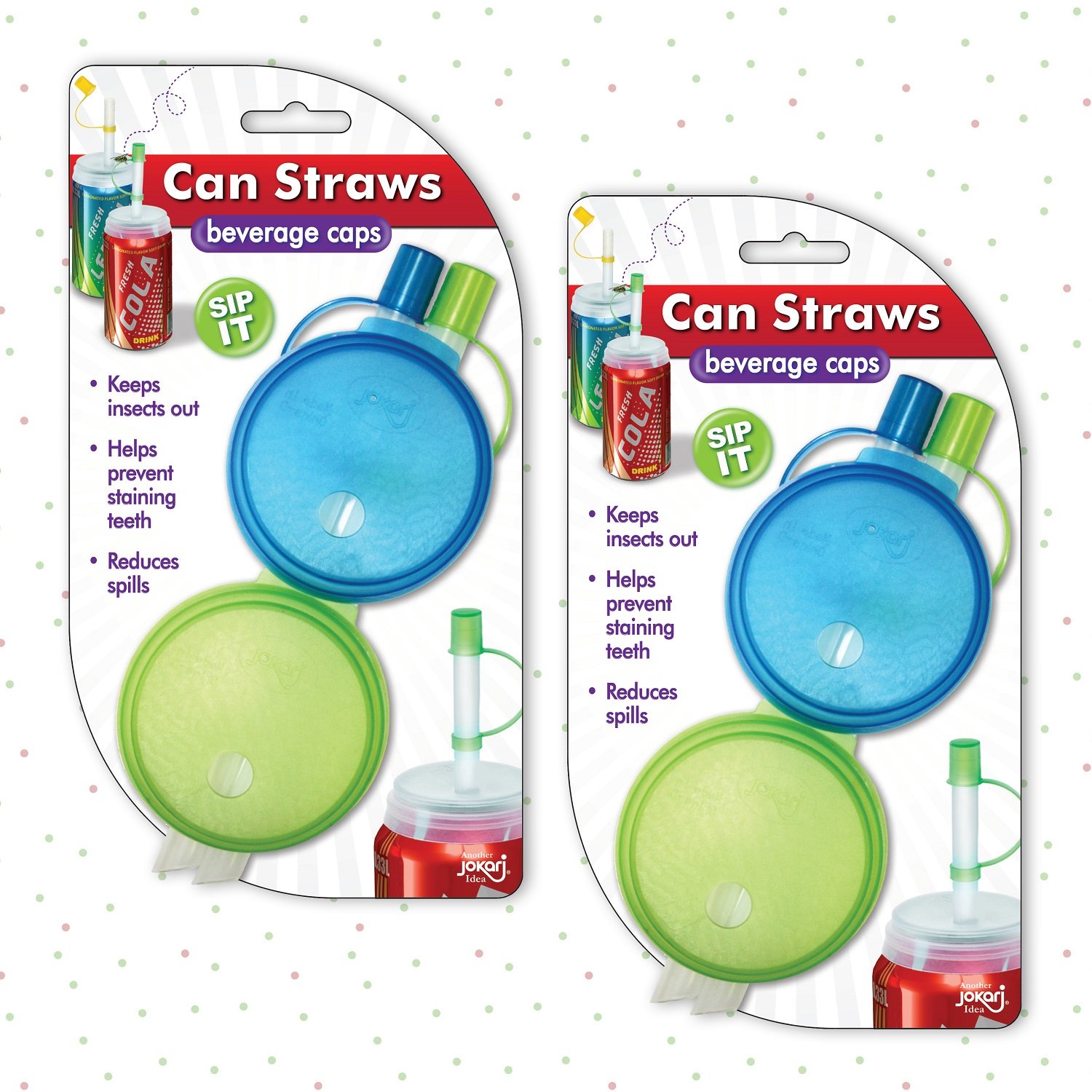 Jokari 4-Pack Reusable Sip and Seal Straws for Canned Beverages - Leak-Proof Drinking Straws for Soda, Beer & Energy Drinks - Perfect for Camping, Picnics & Outdoor Activities